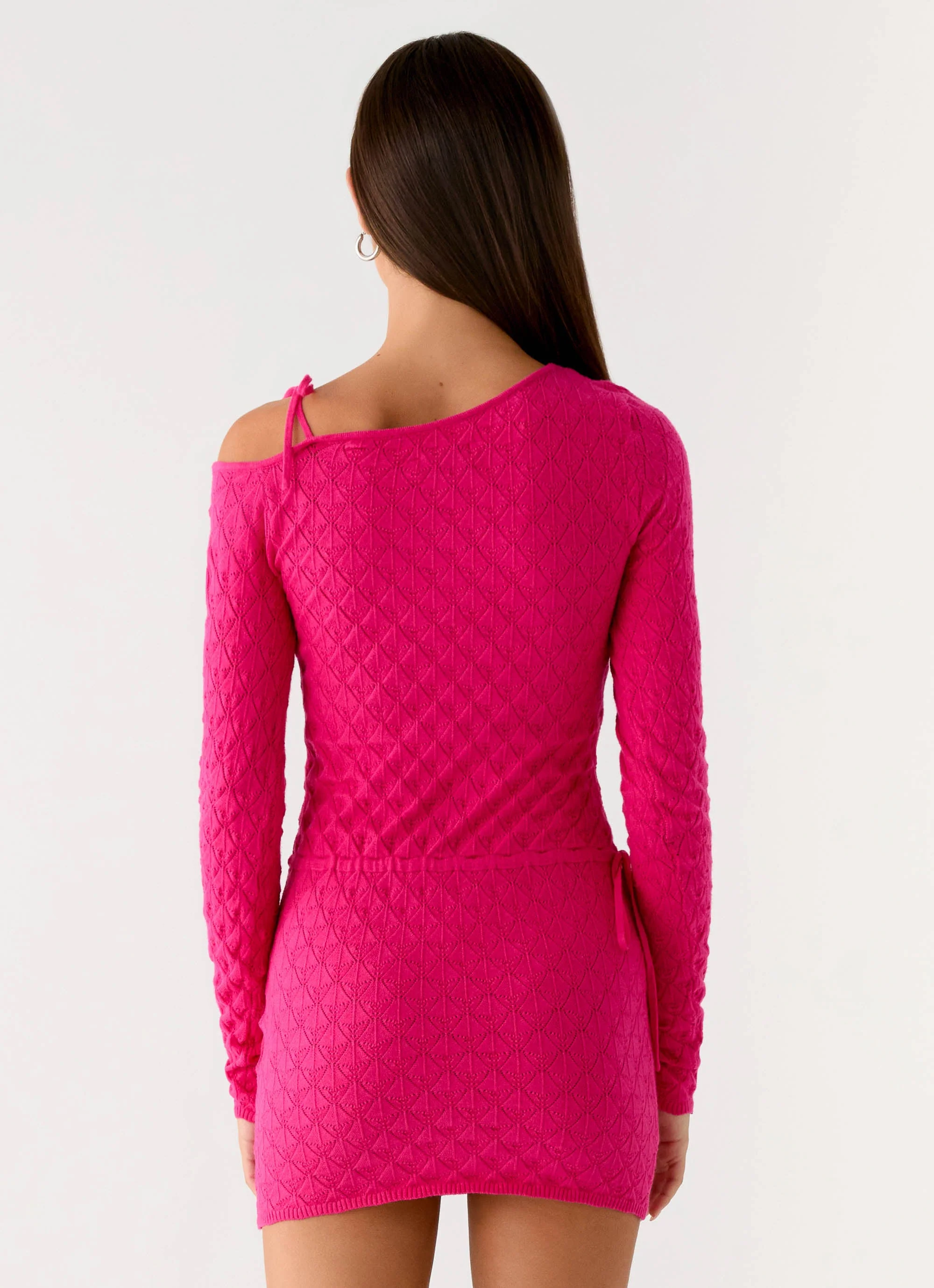 Thalia Knit Mini Dress - Fuchsia - Image 3