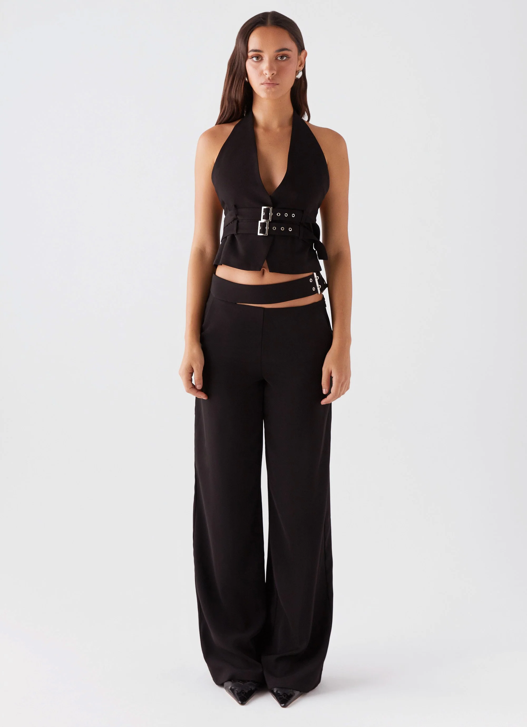 The After Party Cut Out Belt Pants - Black - Image 3