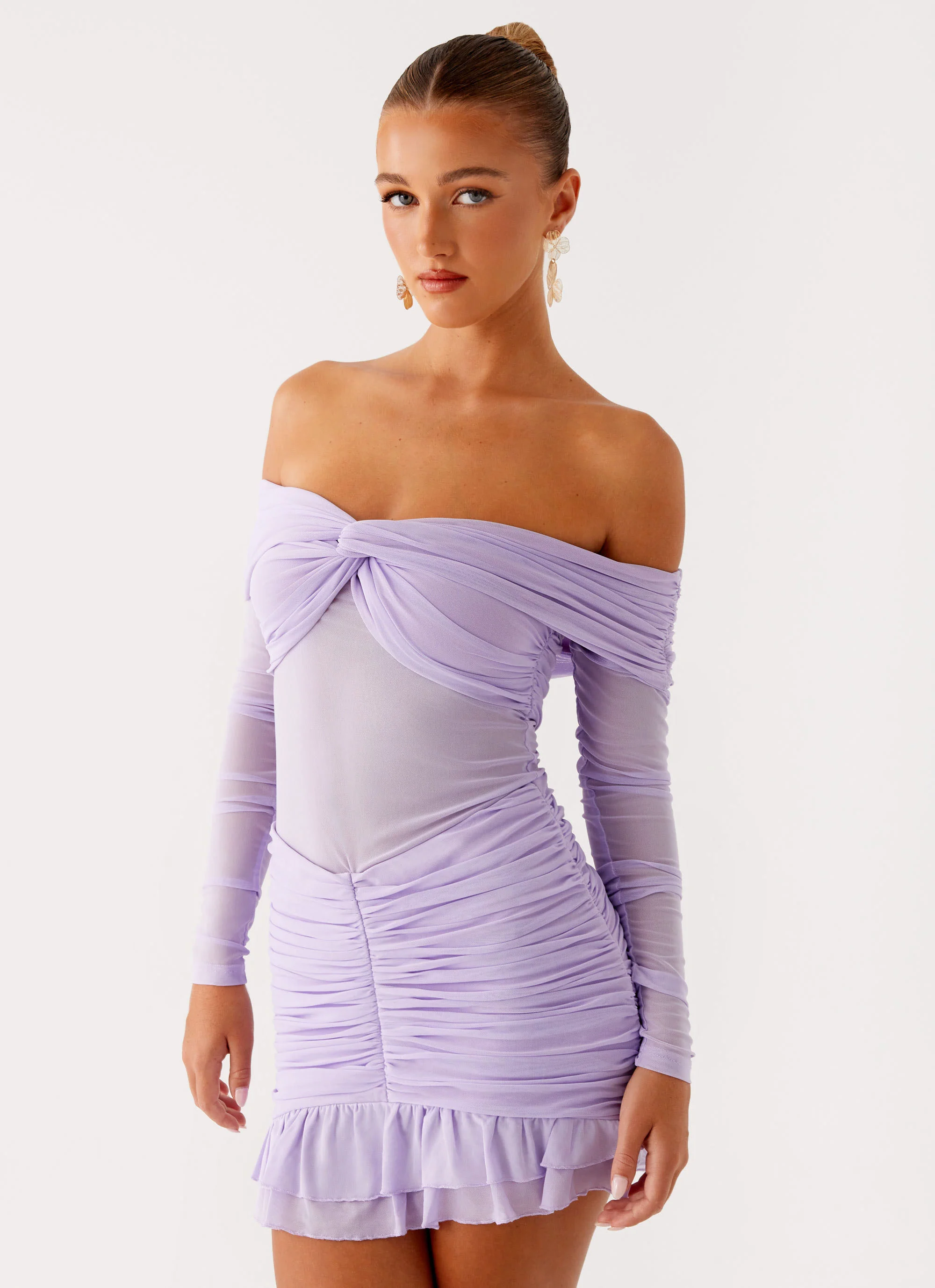 Tiff Long Sleeve Mini Dress - Lilac - Image 6