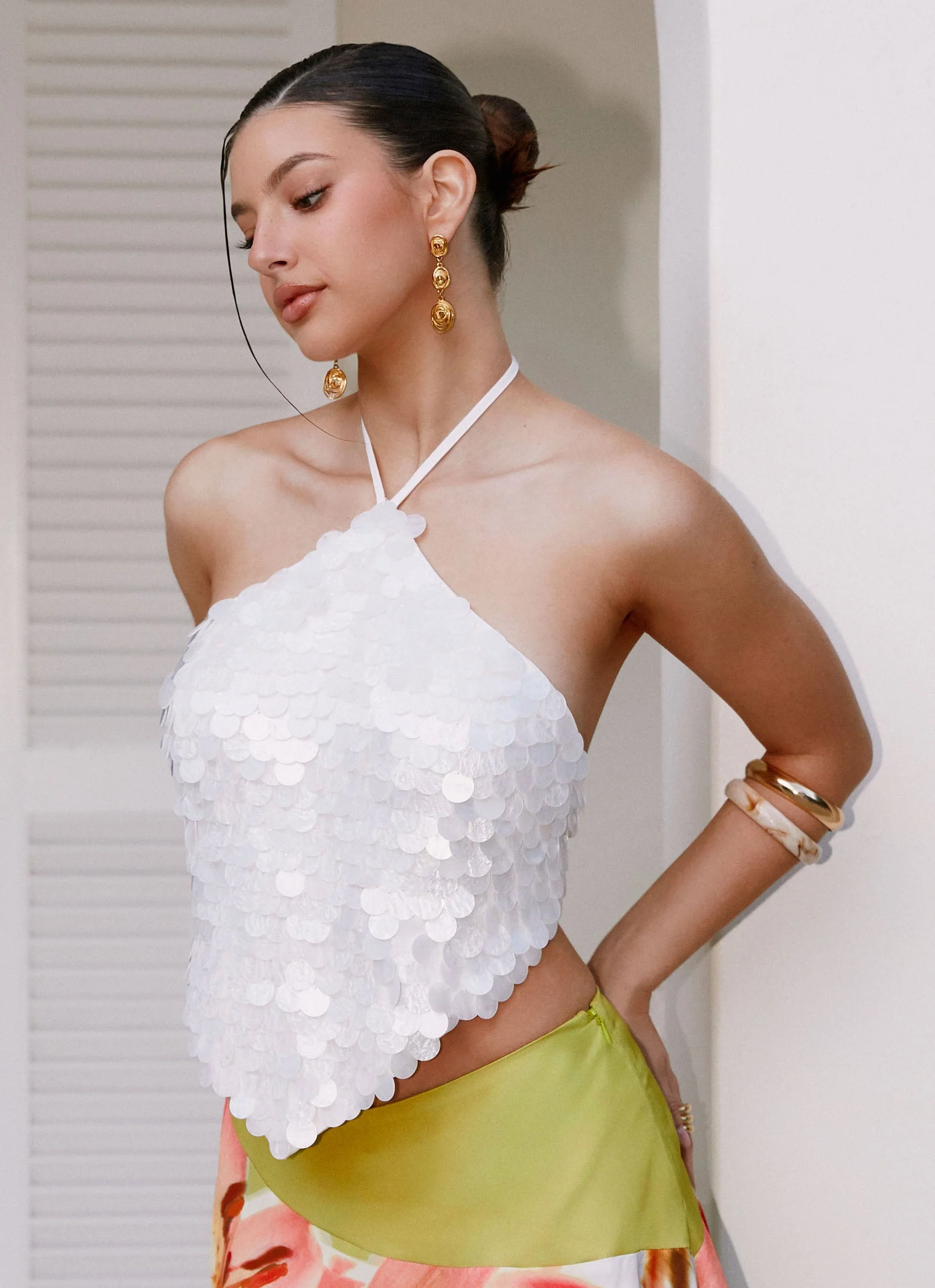 Tijana Beaded Halter Top - Ivory - Image 2