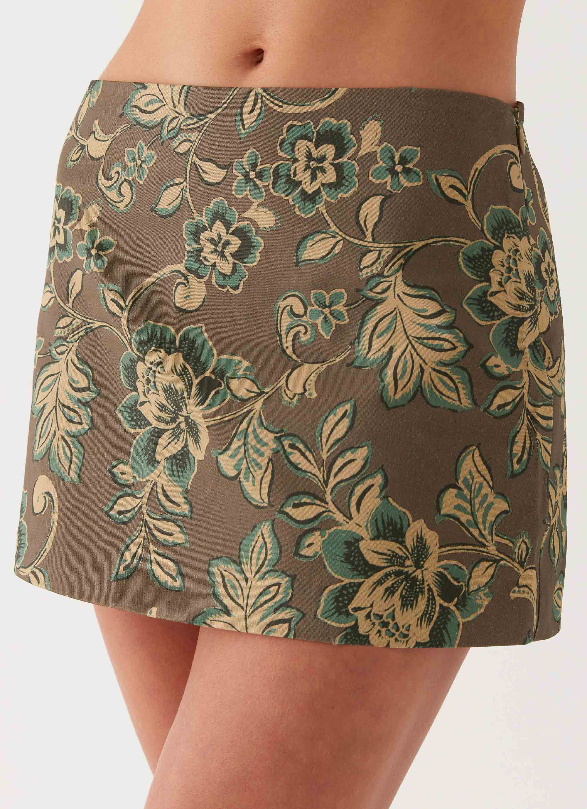 Tonnie Floral Mini Skirt - Brown Floral - Image 4