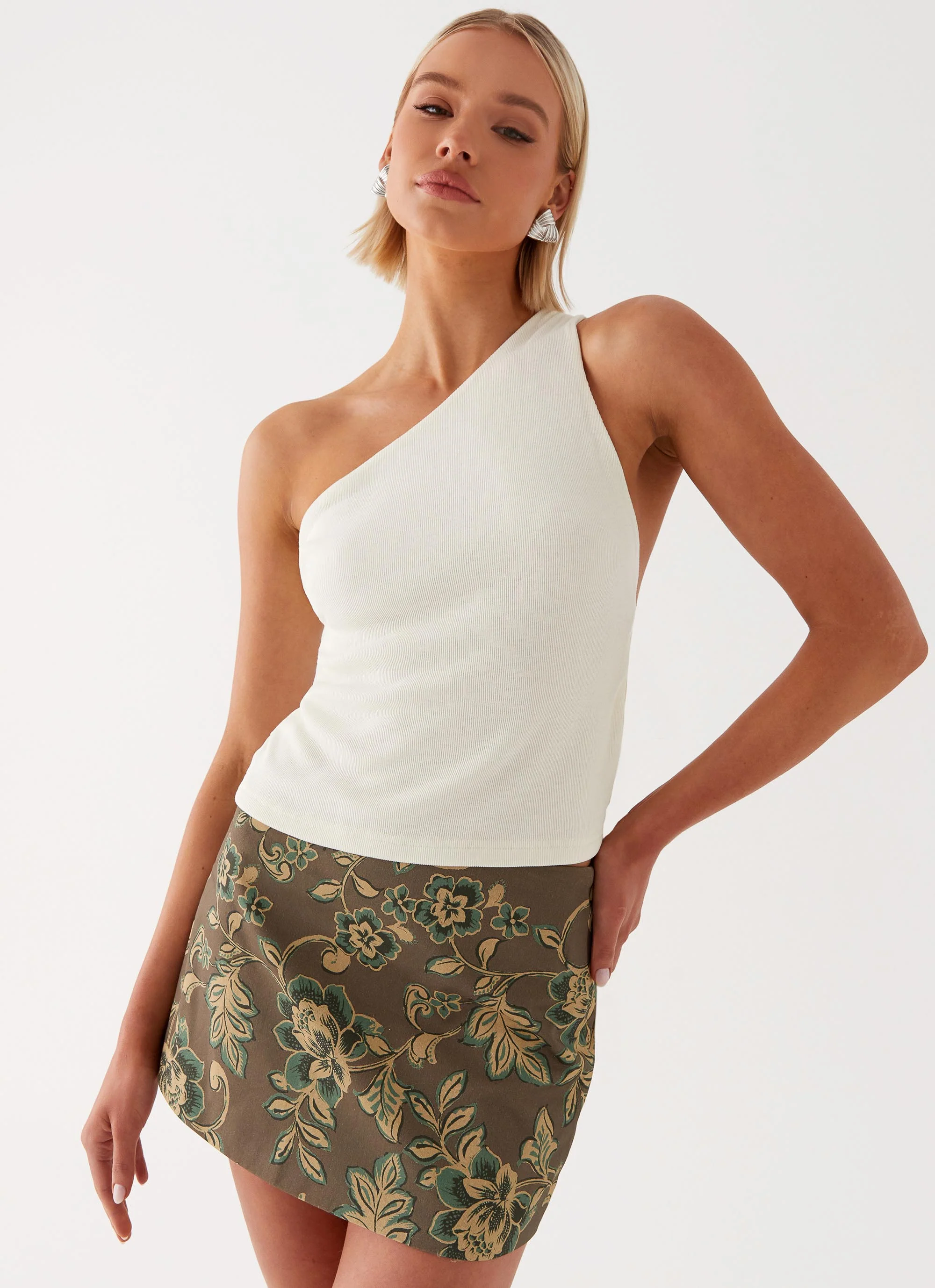 Tonnie Floral Mini Skirt - Brown Floral - Image 5