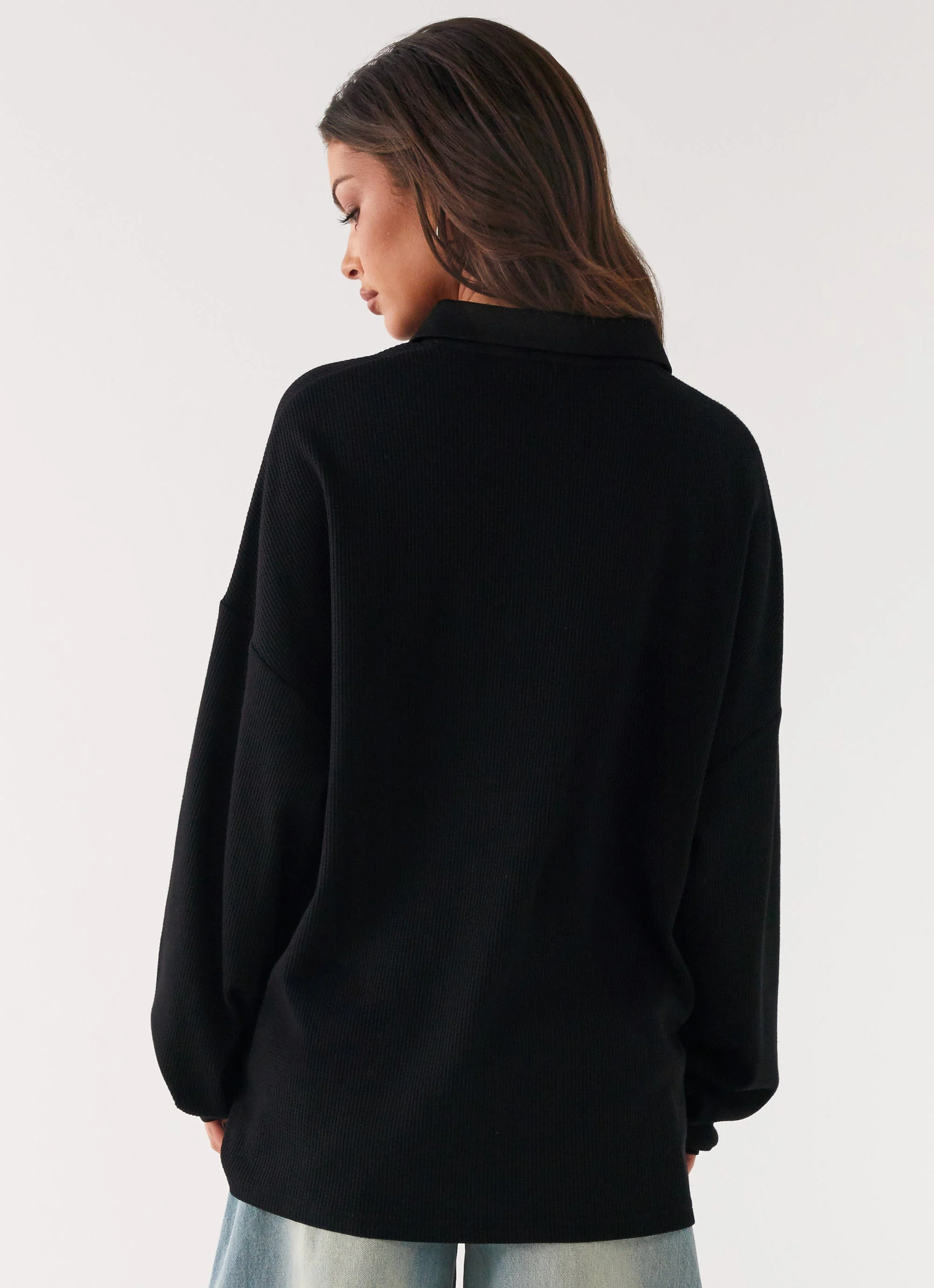 Torrie Oversized Polo Top - Black - Image 10