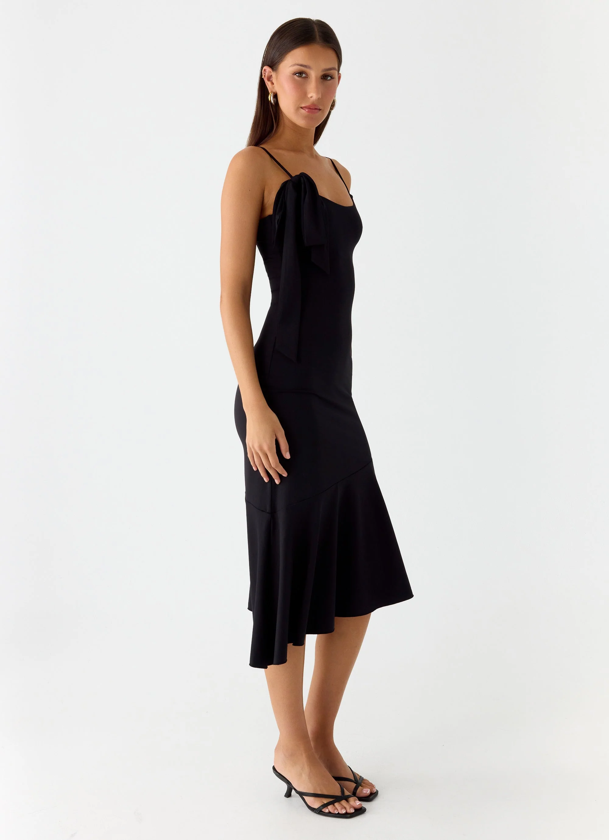Tranquility Asymmetric Midi Dress - Black - Image 4