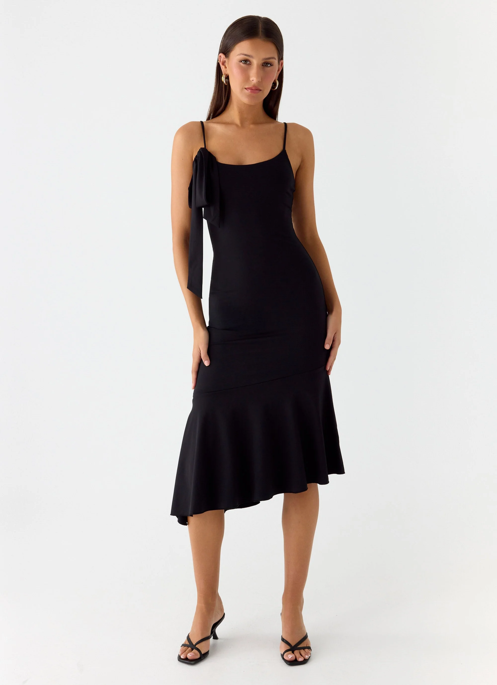 Tranquility Asymmetric Midi Dress - Black - Image 5