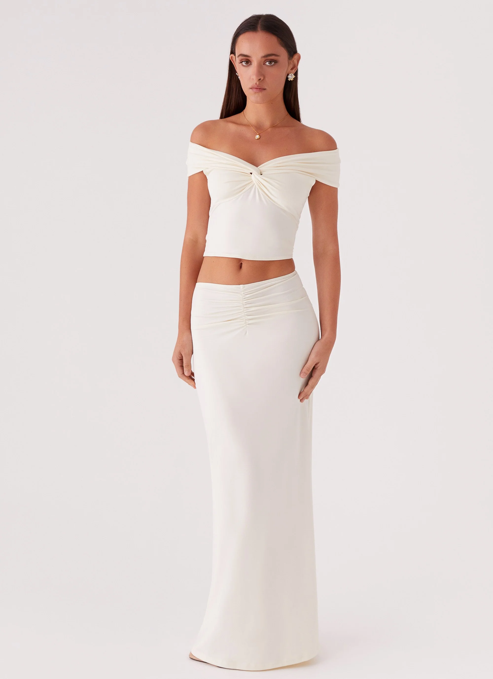 Trixie Twist Off Shoulder Top - Ivory - Image 5