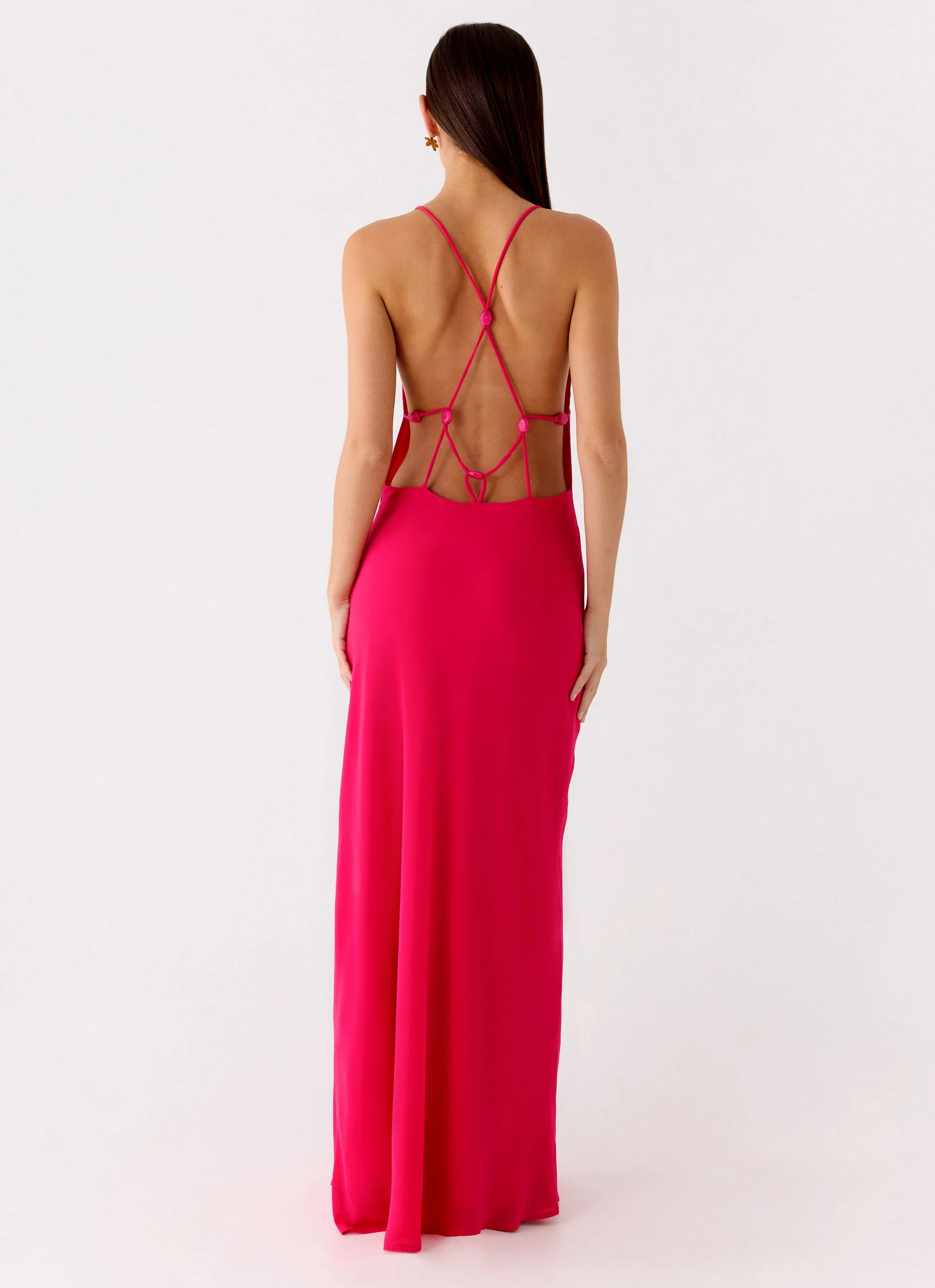 Tropic Muse Beaded Cowl Maxi Dress - Fuchsia - Image 3
