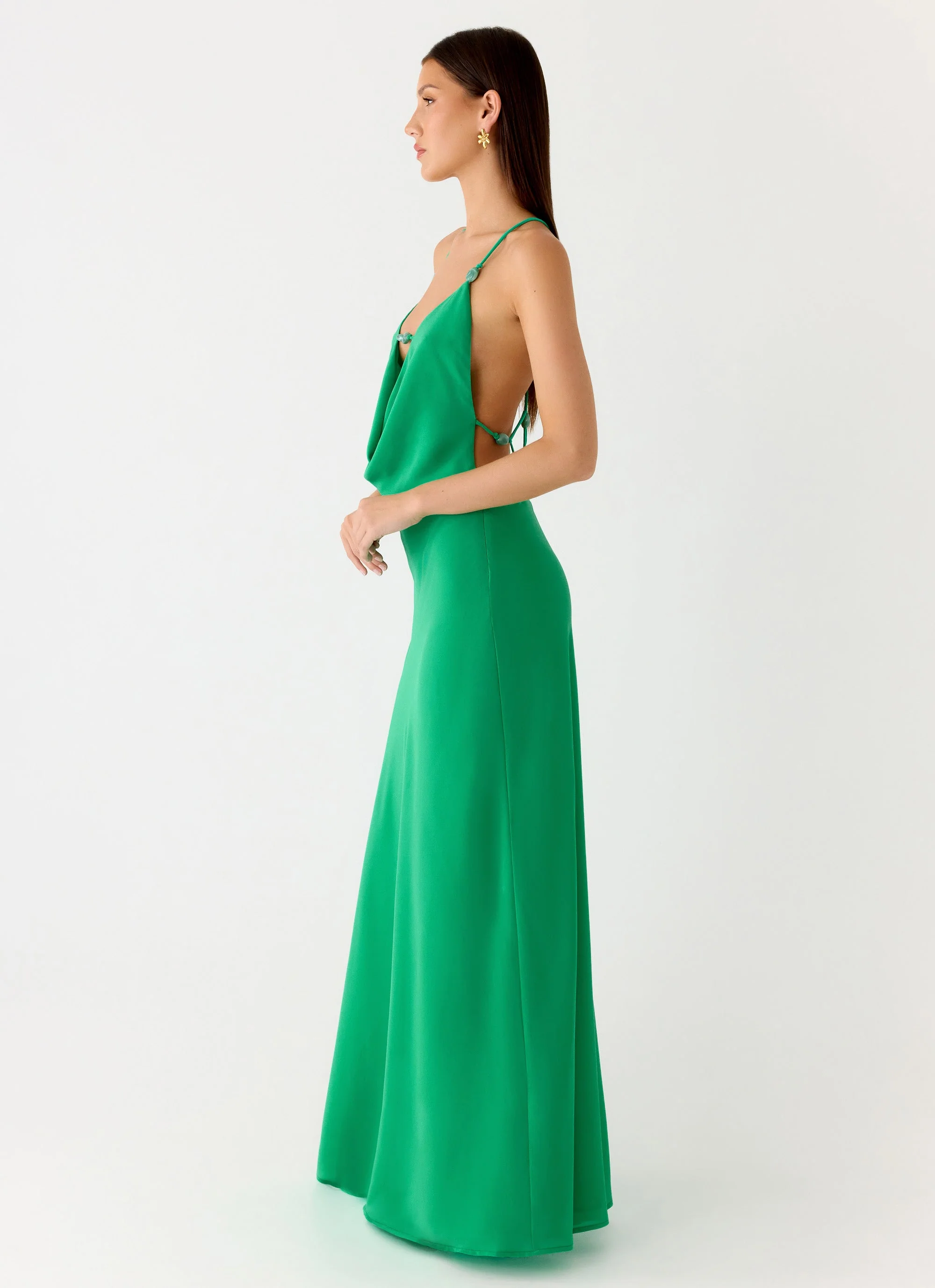 Tropic Muse Beaded Cowl Maxi Dress - Green - Image 6