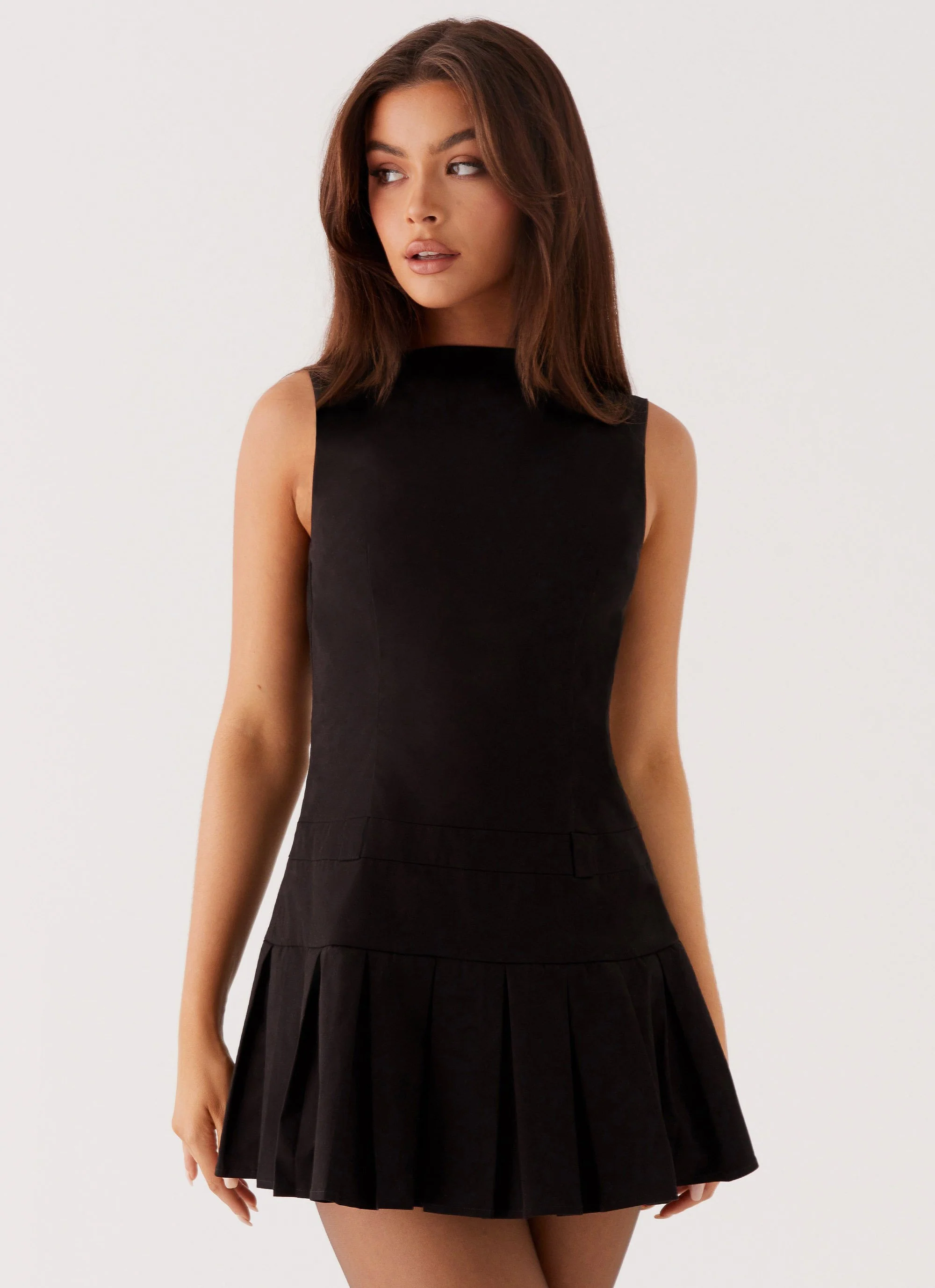 Twilight Pleated Mini Dress - Black - Image 3