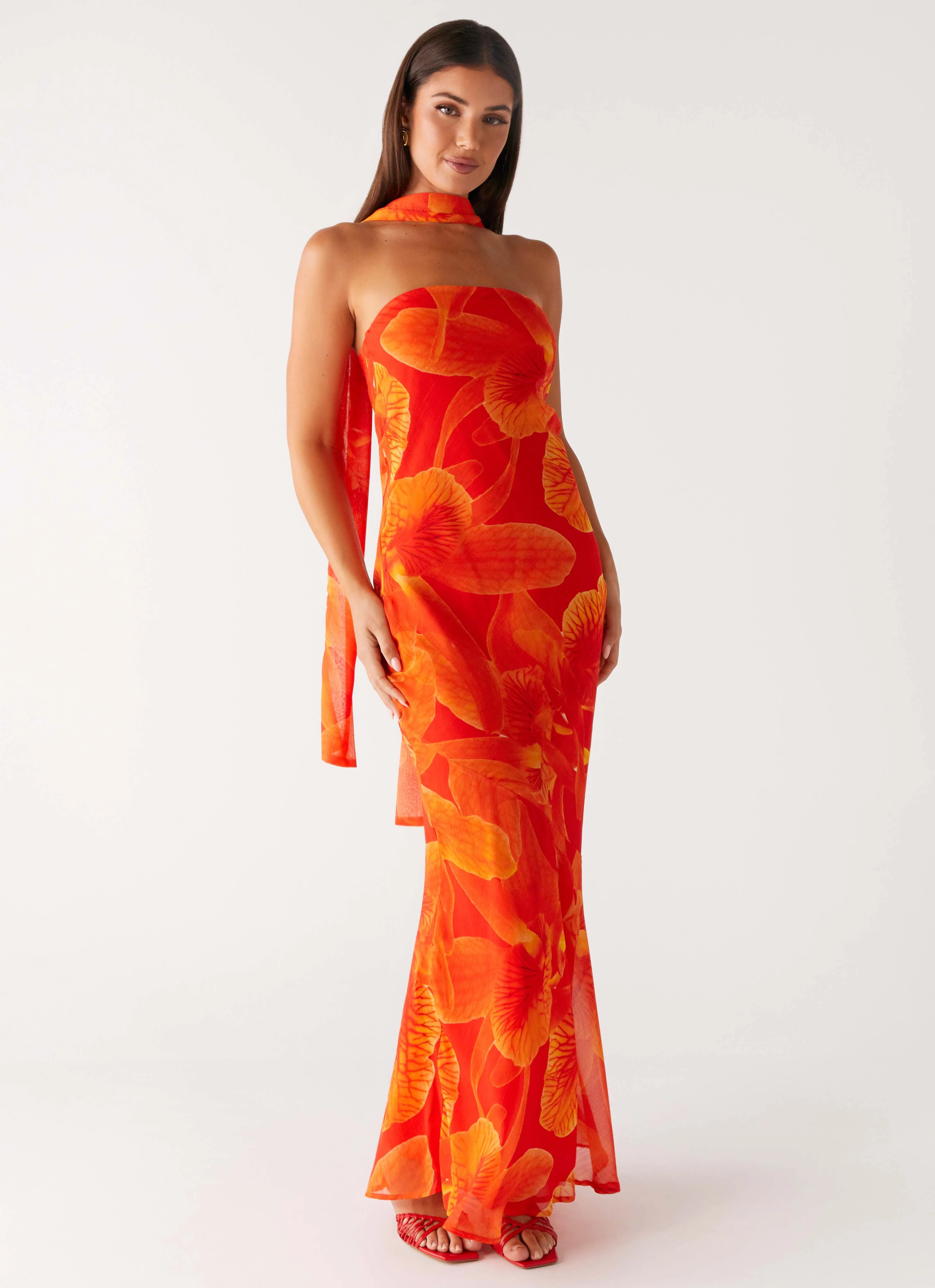 Under The Pagoda Maxi Dress - Orange Floral - Image 4