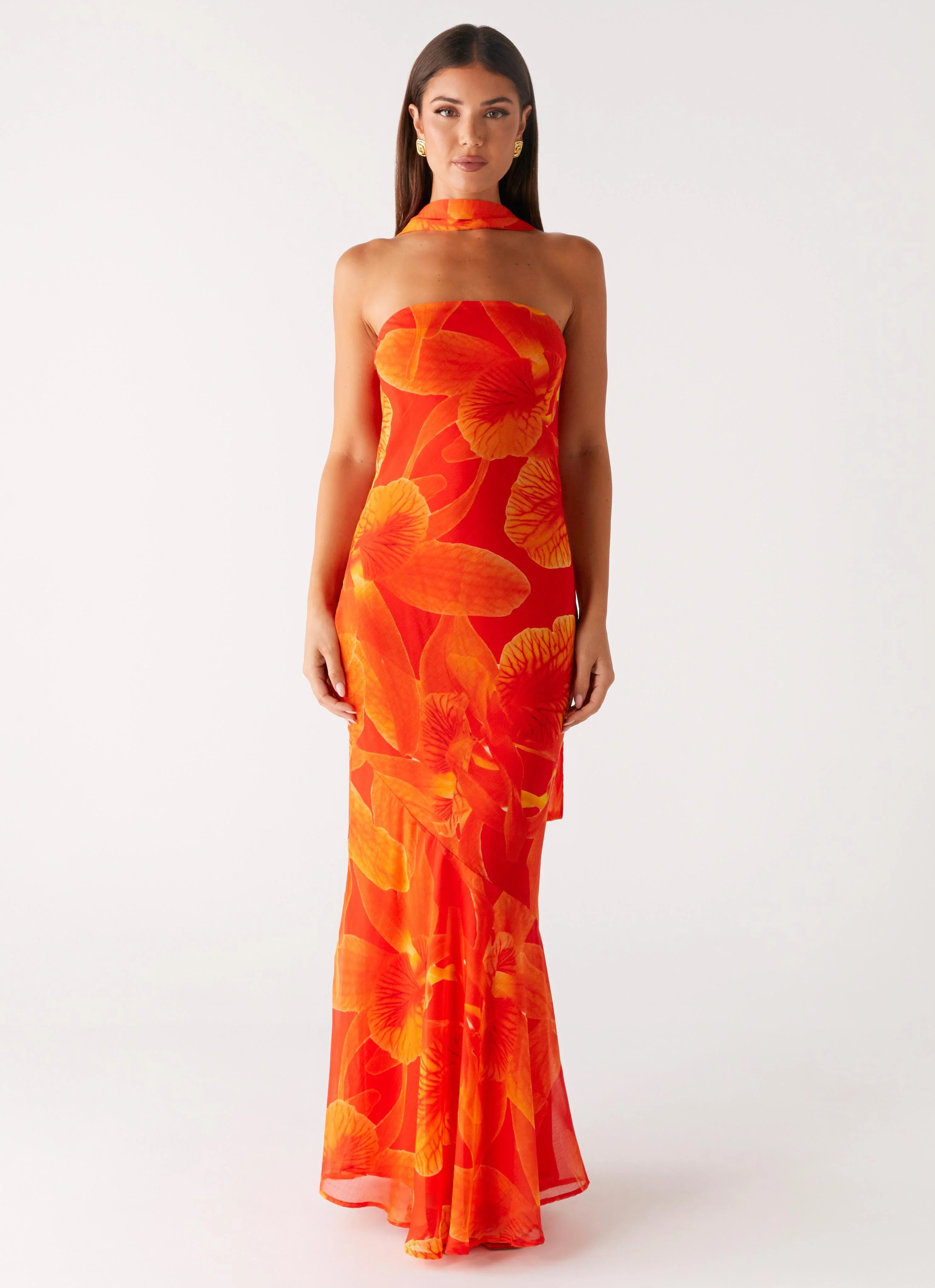 Under The Pagoda Maxi Dress - Orange Floral - Image 5