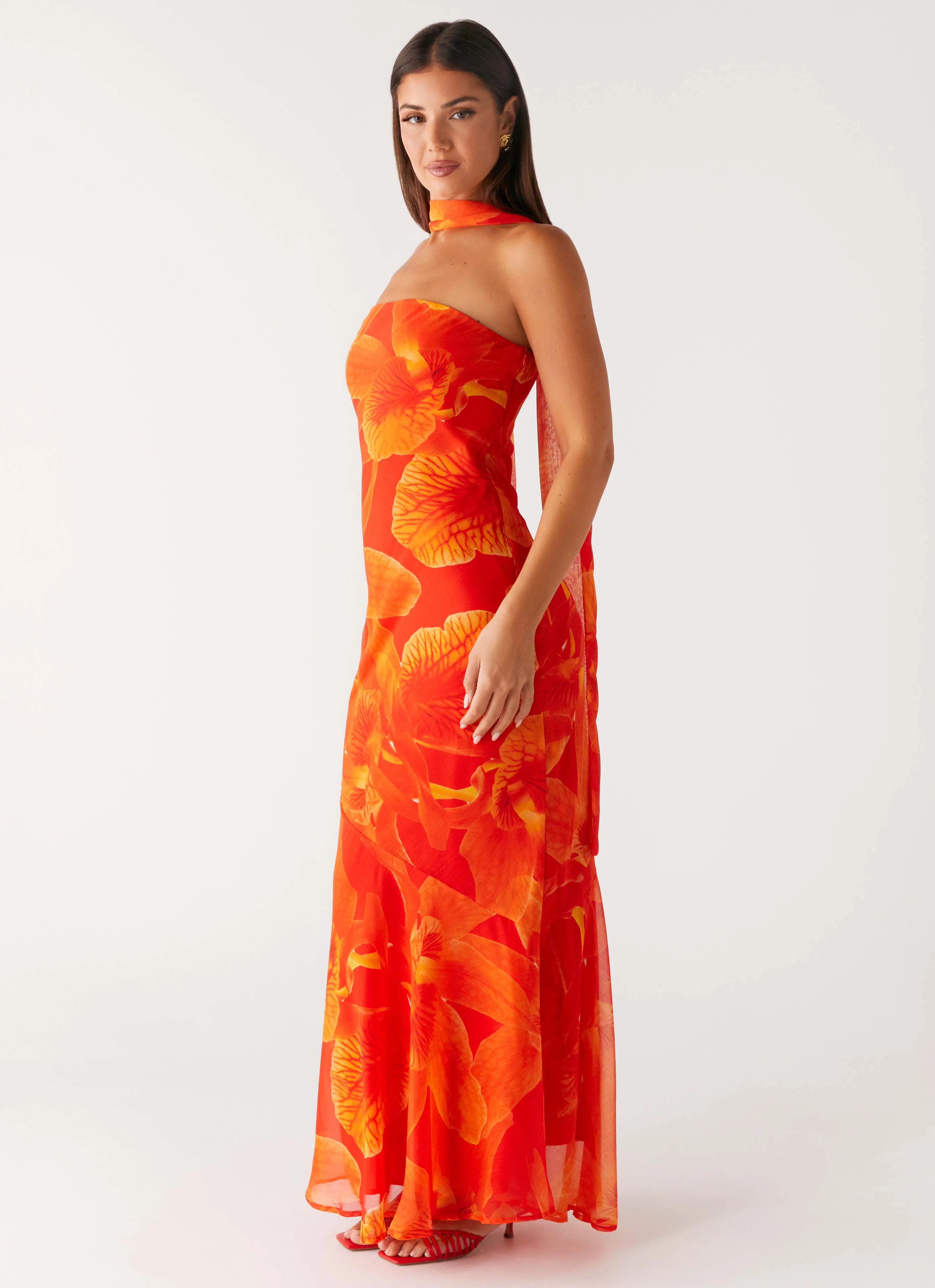 Under The Pagoda Maxi Dress - Orange Floral - Image 6