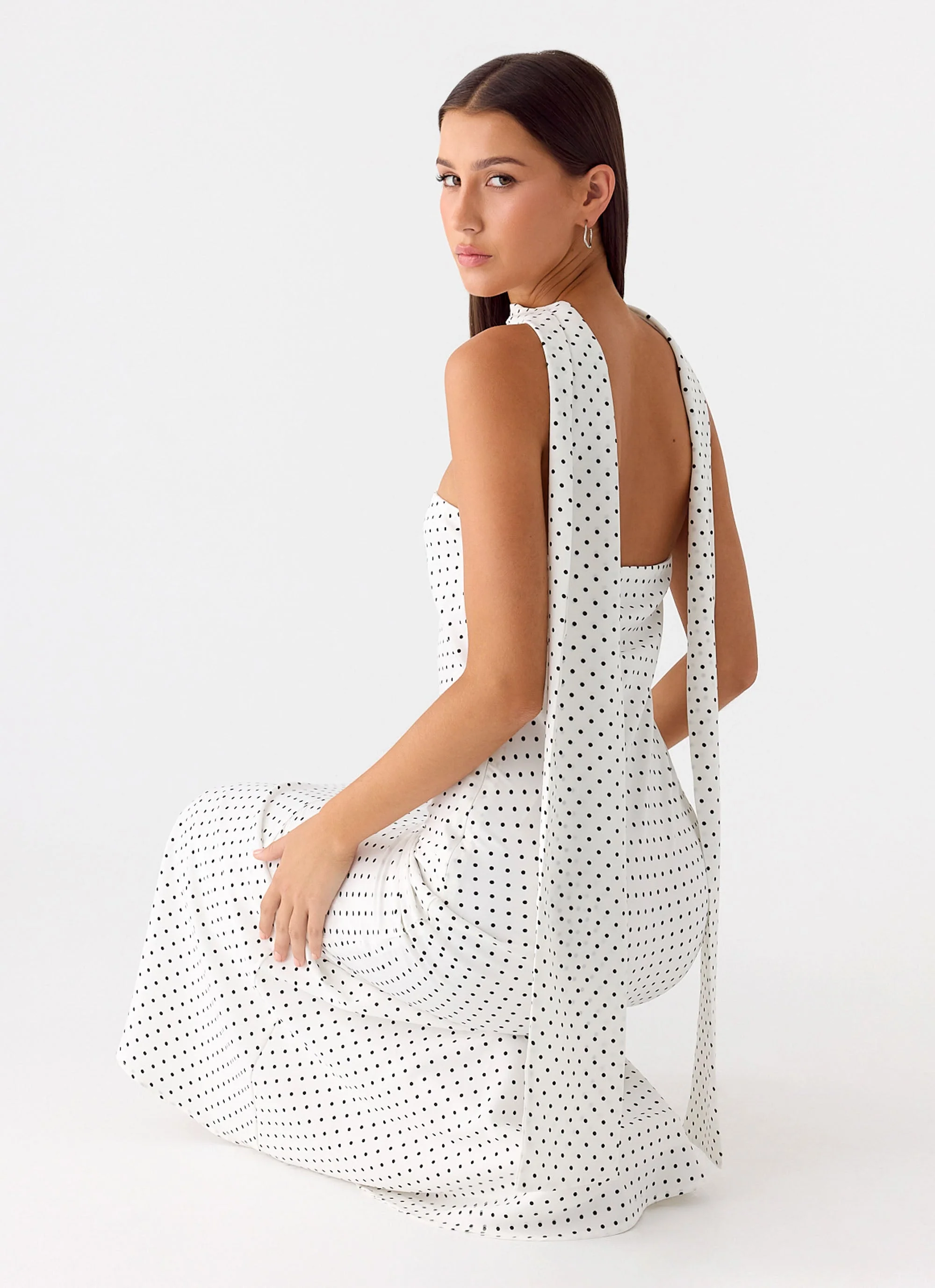 Under The Pagoda Maxi Dress - White Polkadot - Image 4