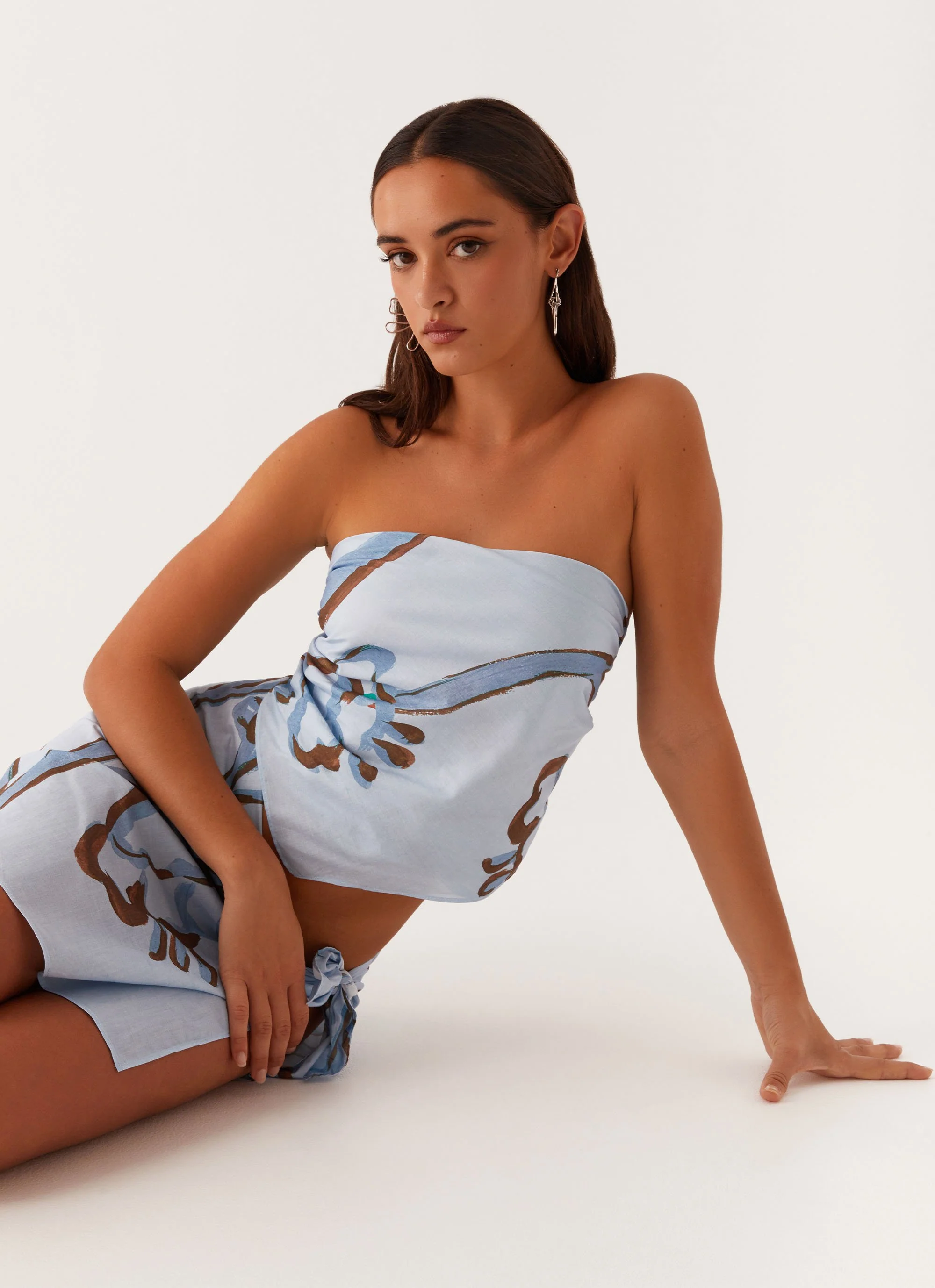 Vacay Mode Scarf Top - Blue Floral Print - Image 5