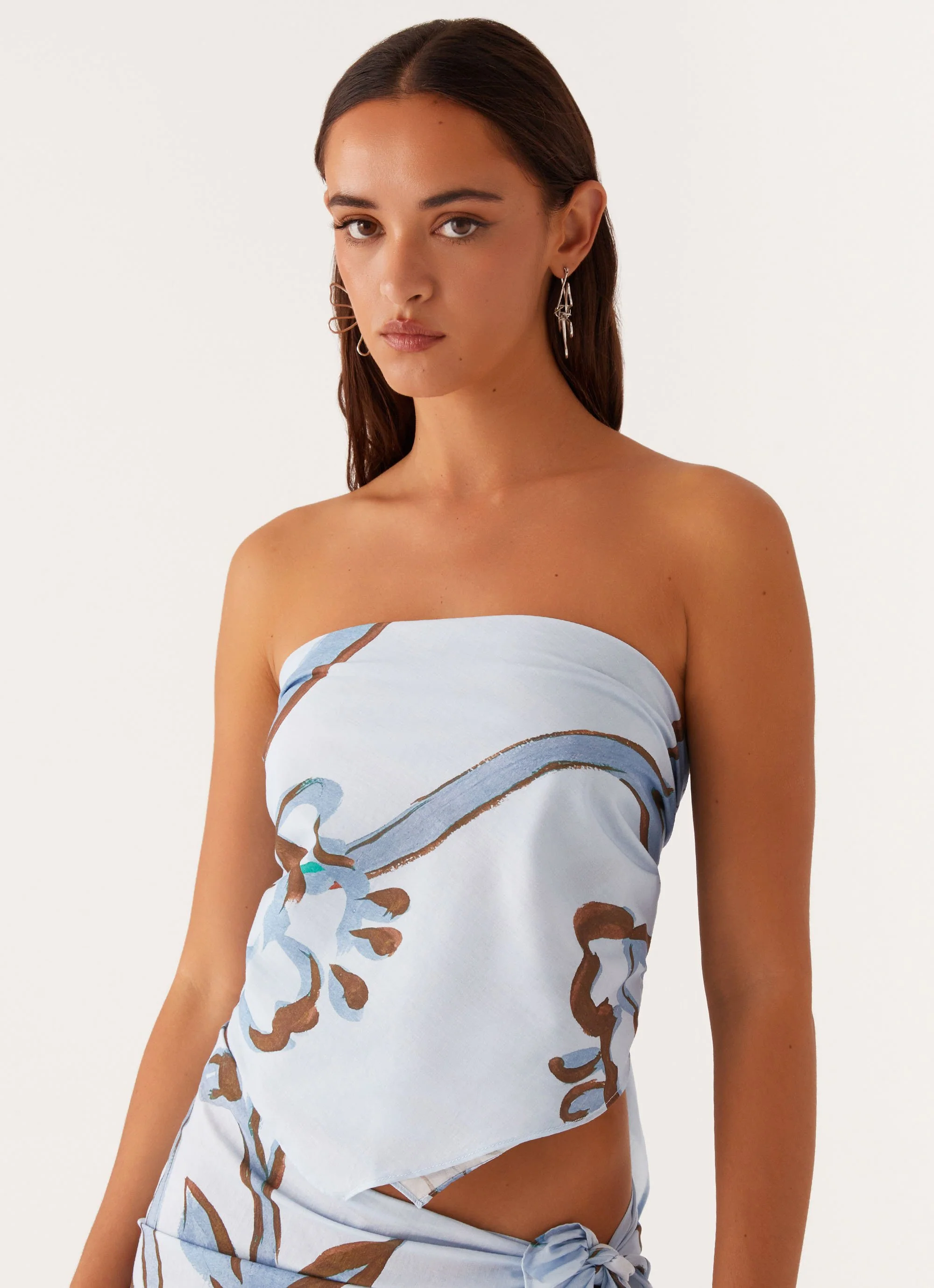 Vacay Mode Scarf Top - Blue Floral Print - Image 6