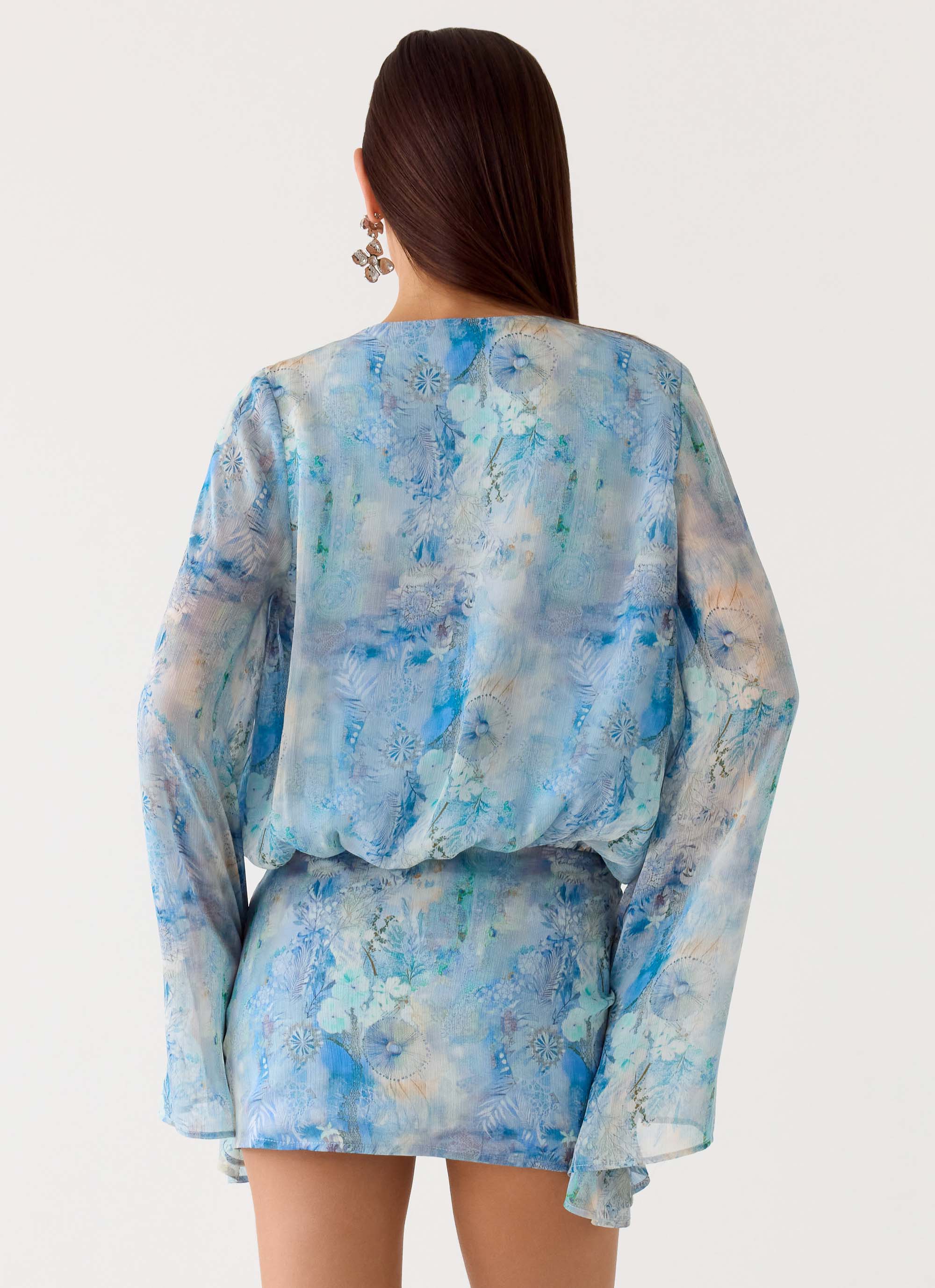 Vanish Into You Mini Dress - Aqua Paisley - Image 4