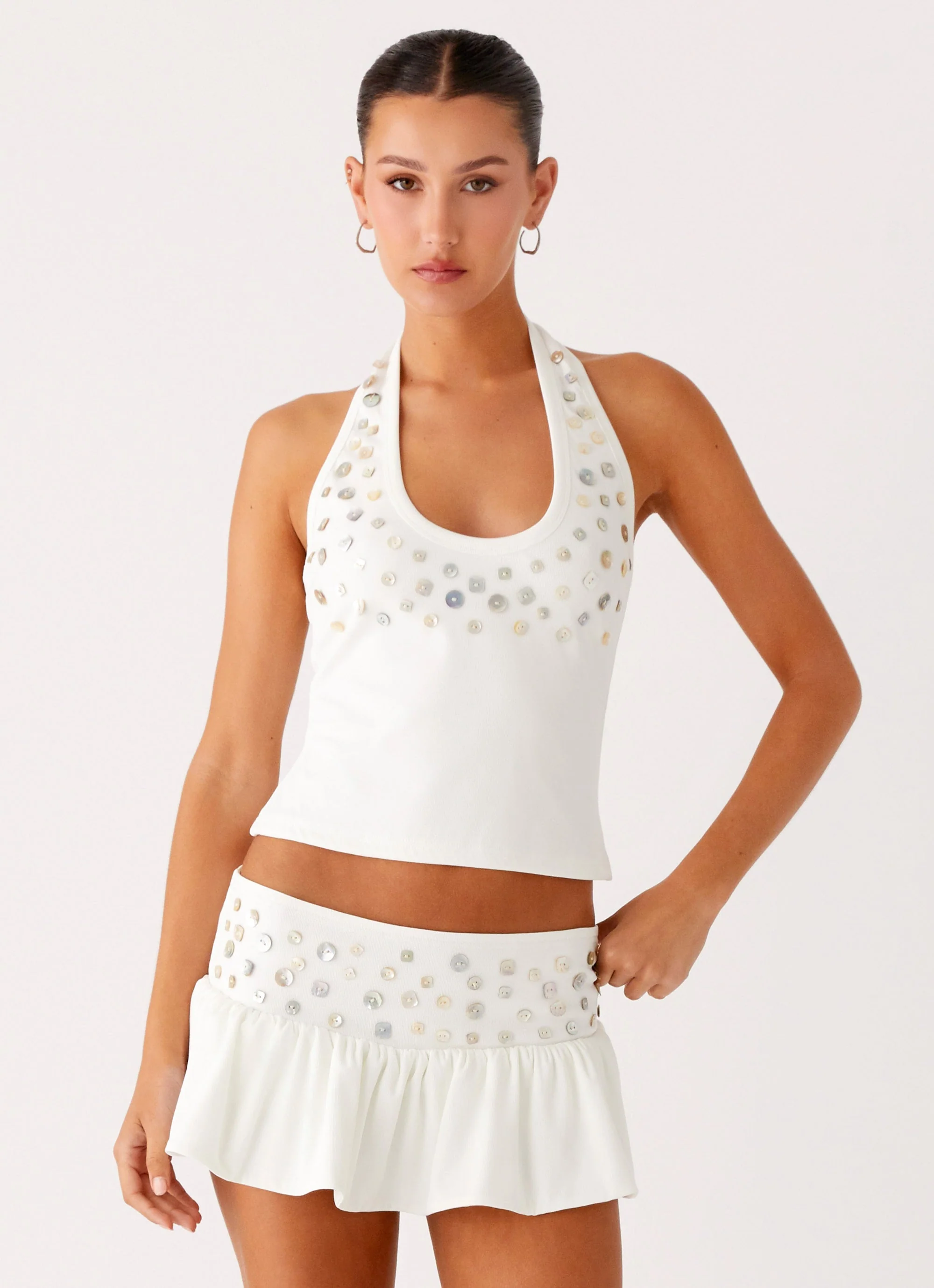 Vegas Nights Halter Neck Top - White - Image 5