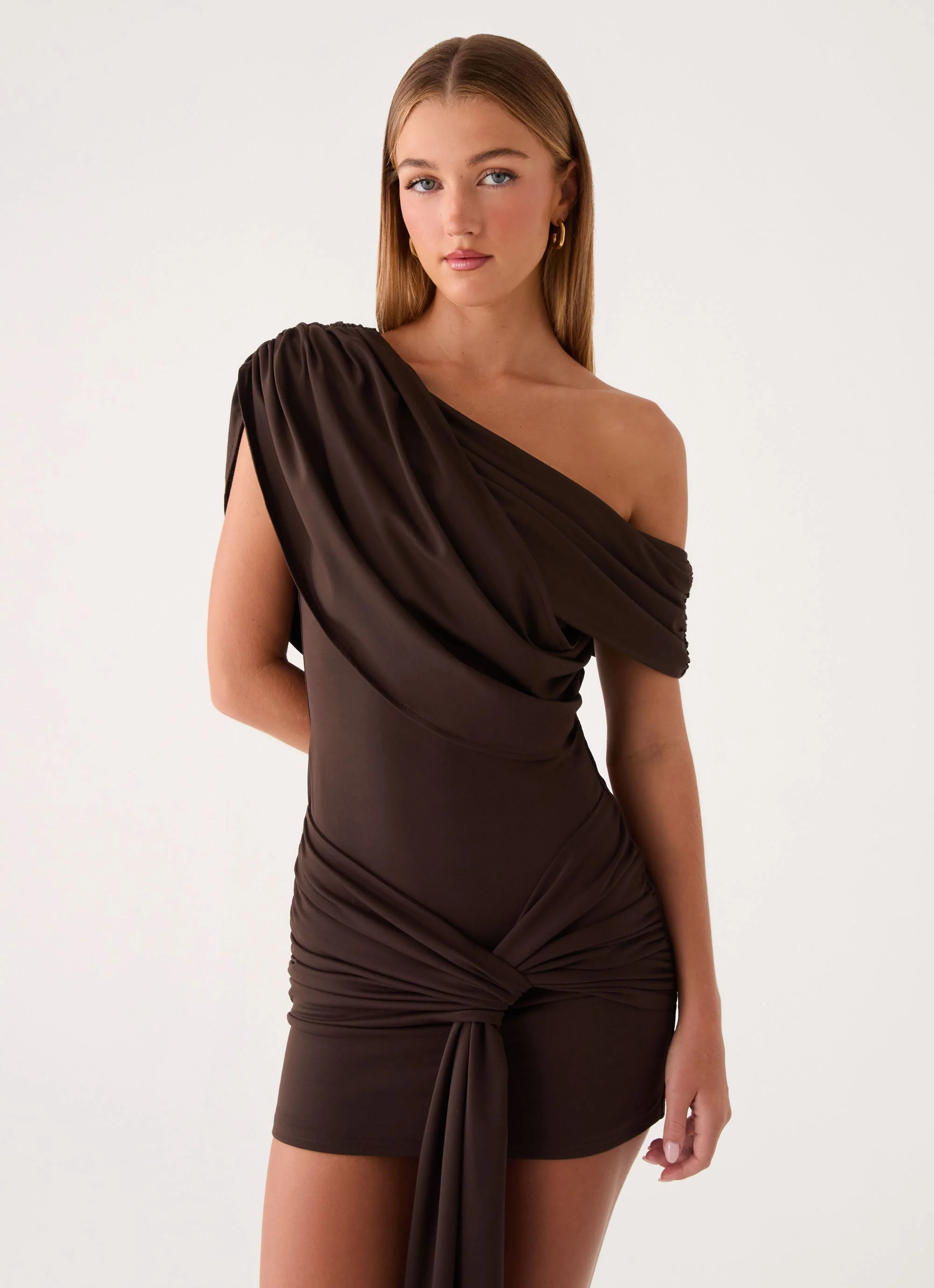 Venissa Mini Dress - Chocolate - Image 4