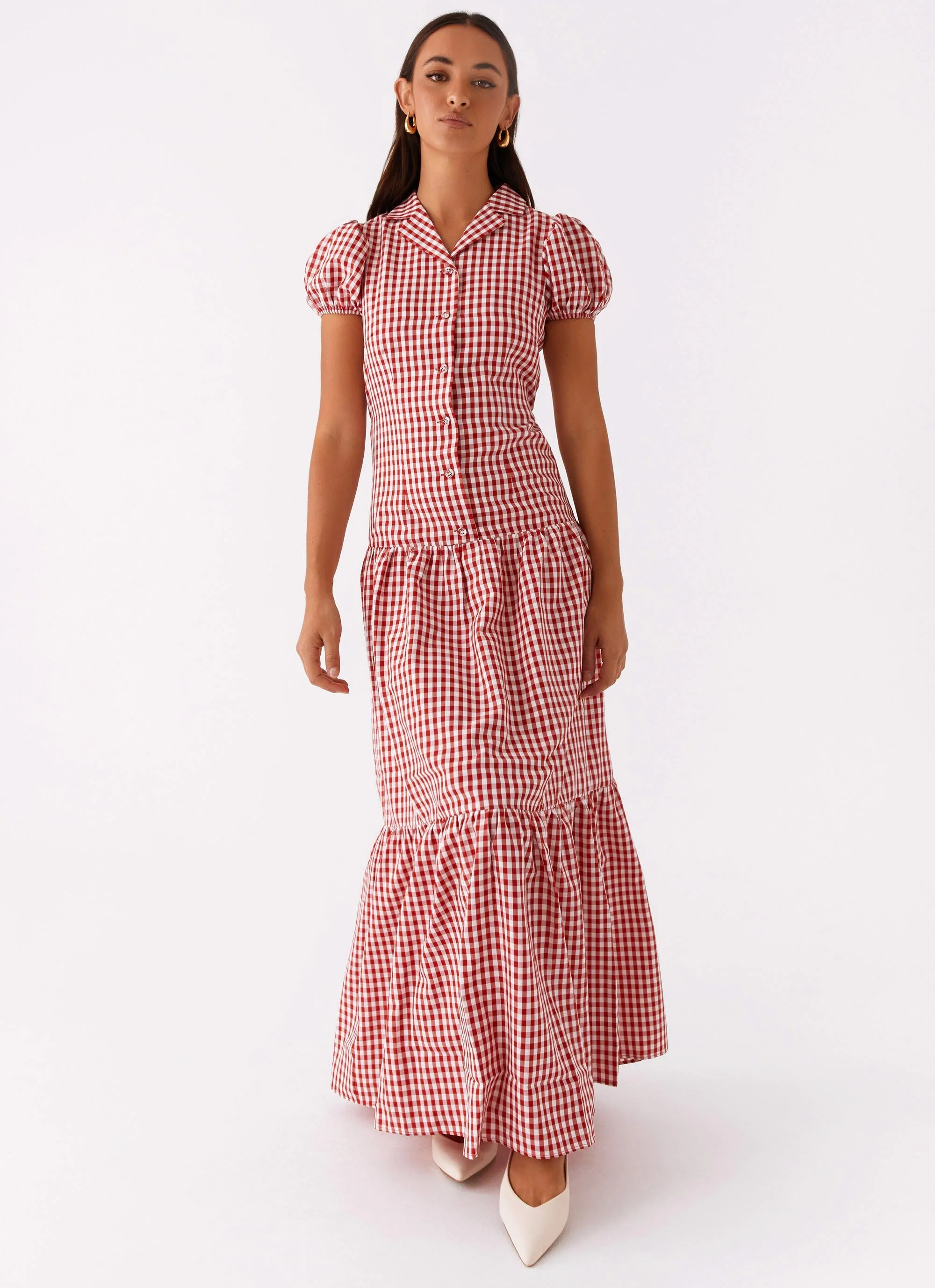 Verity Maxi Dress - Red Gingham - Image 5