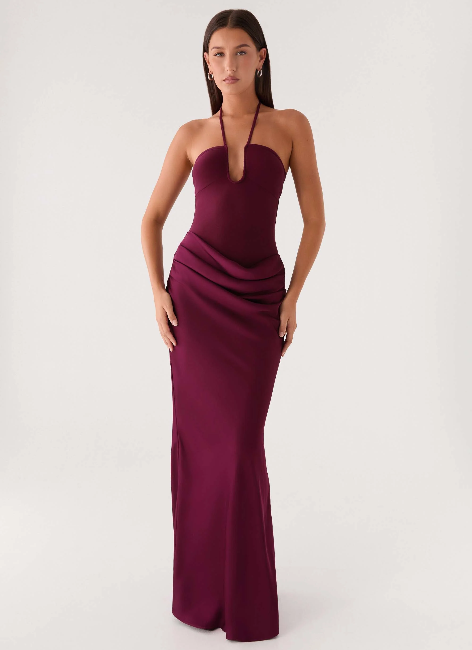 Verner Halter Maxi Dress - Plum - Image 6