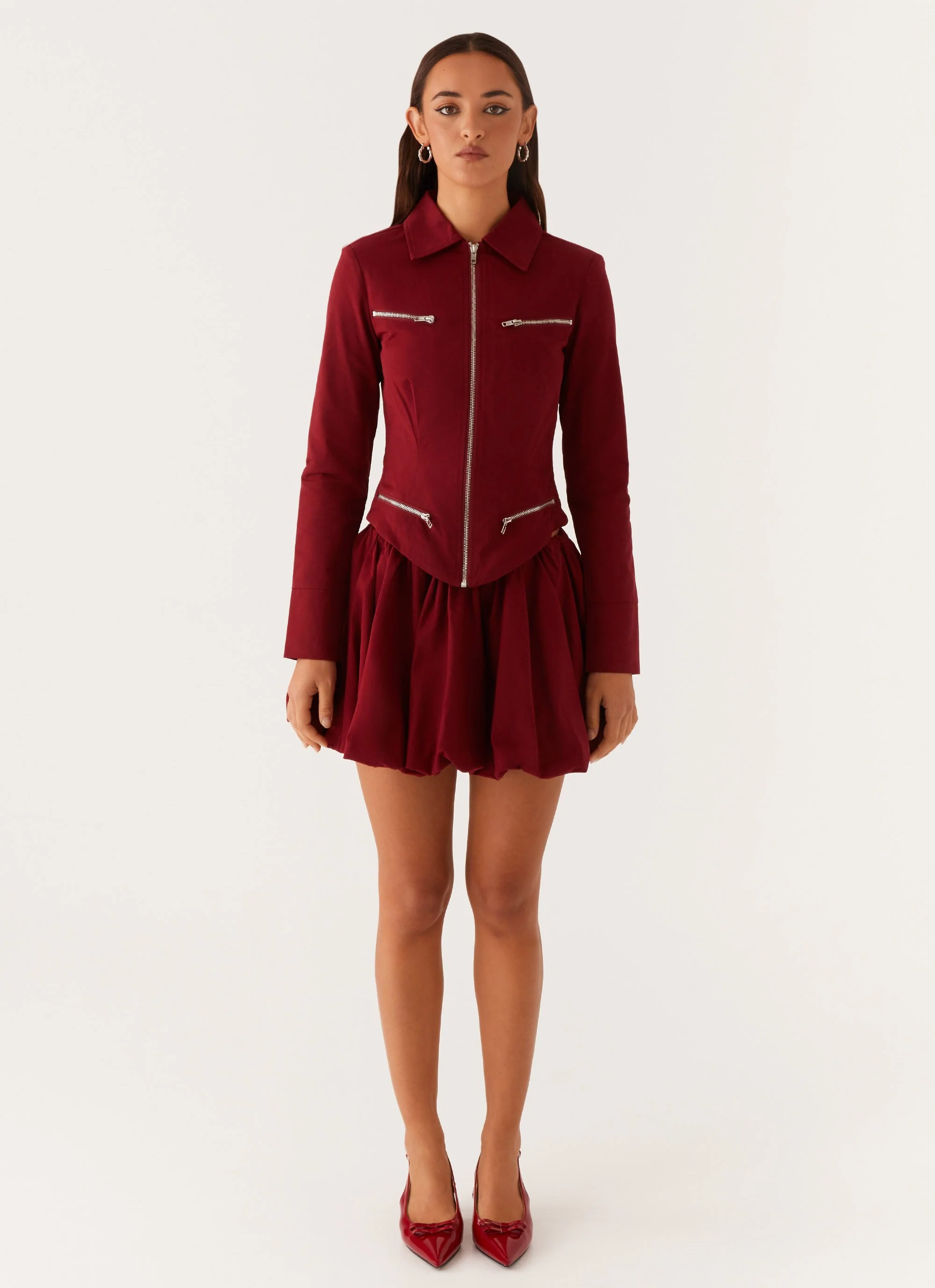 Vesper Bubble Mini Skirt - Mulberry - Image 2