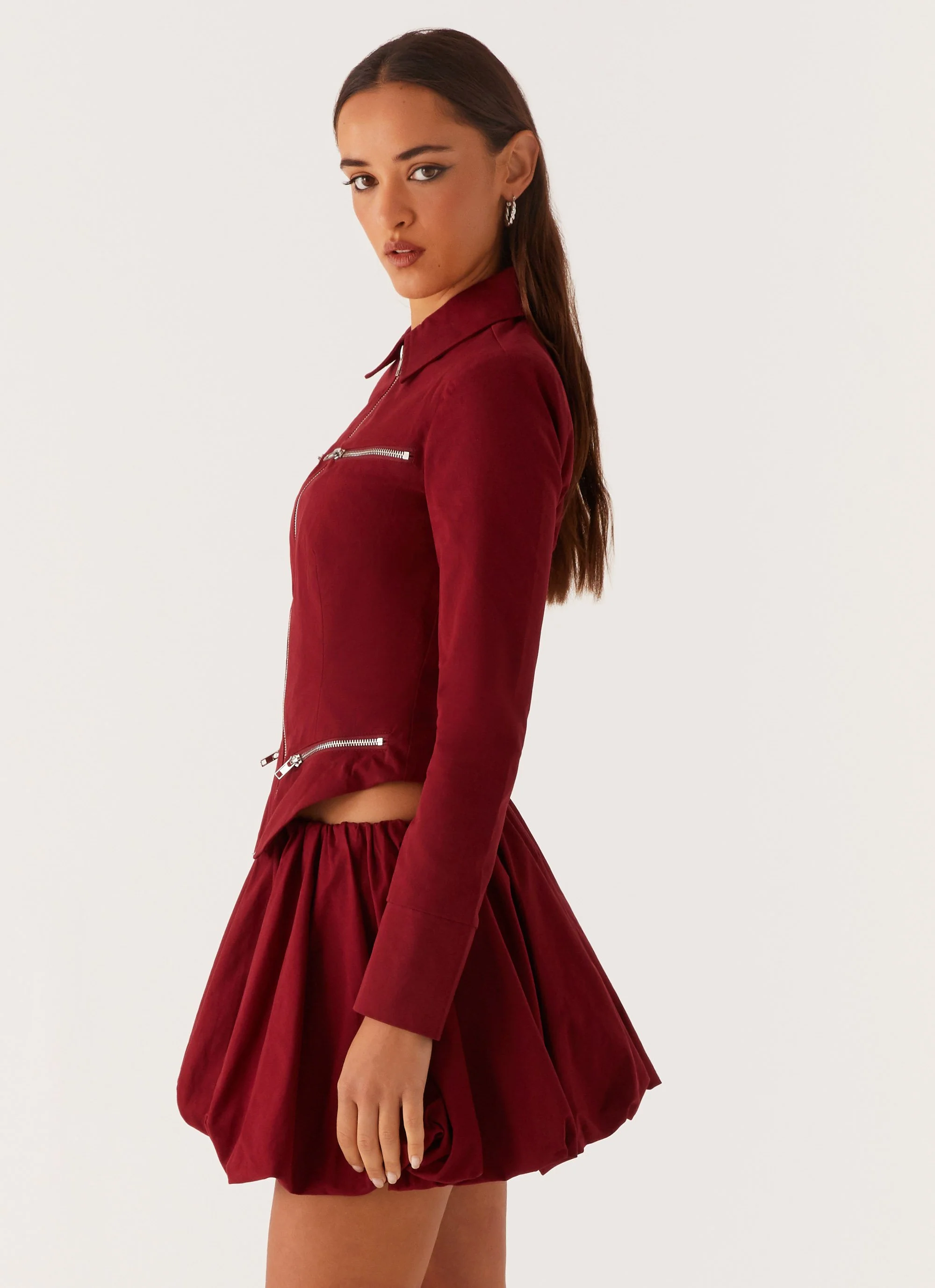 Vesper Bubble Mini Skirt - Mulberry - Image 3