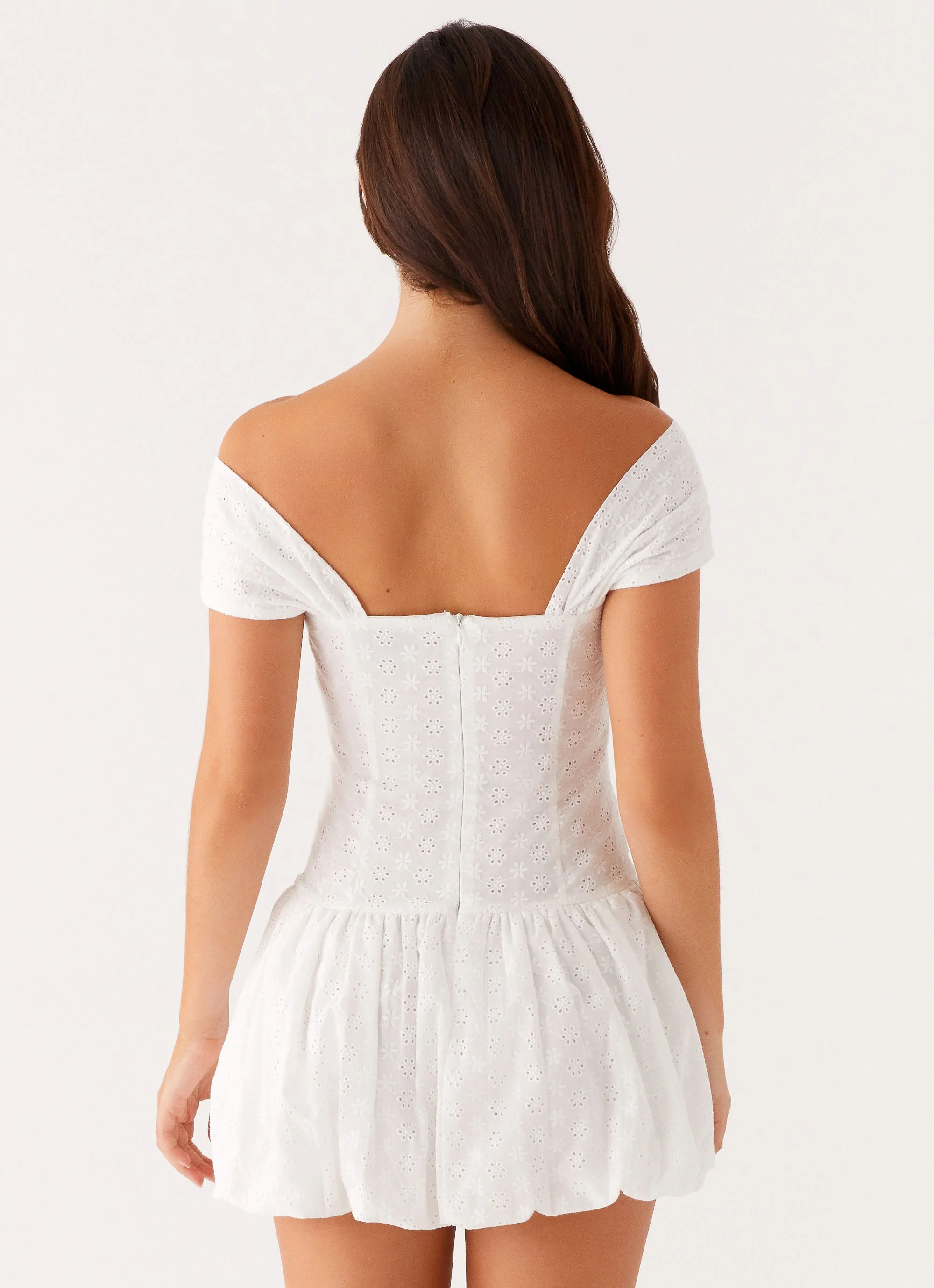 Vida Off Shoulder Mini Dress - White - Image 4