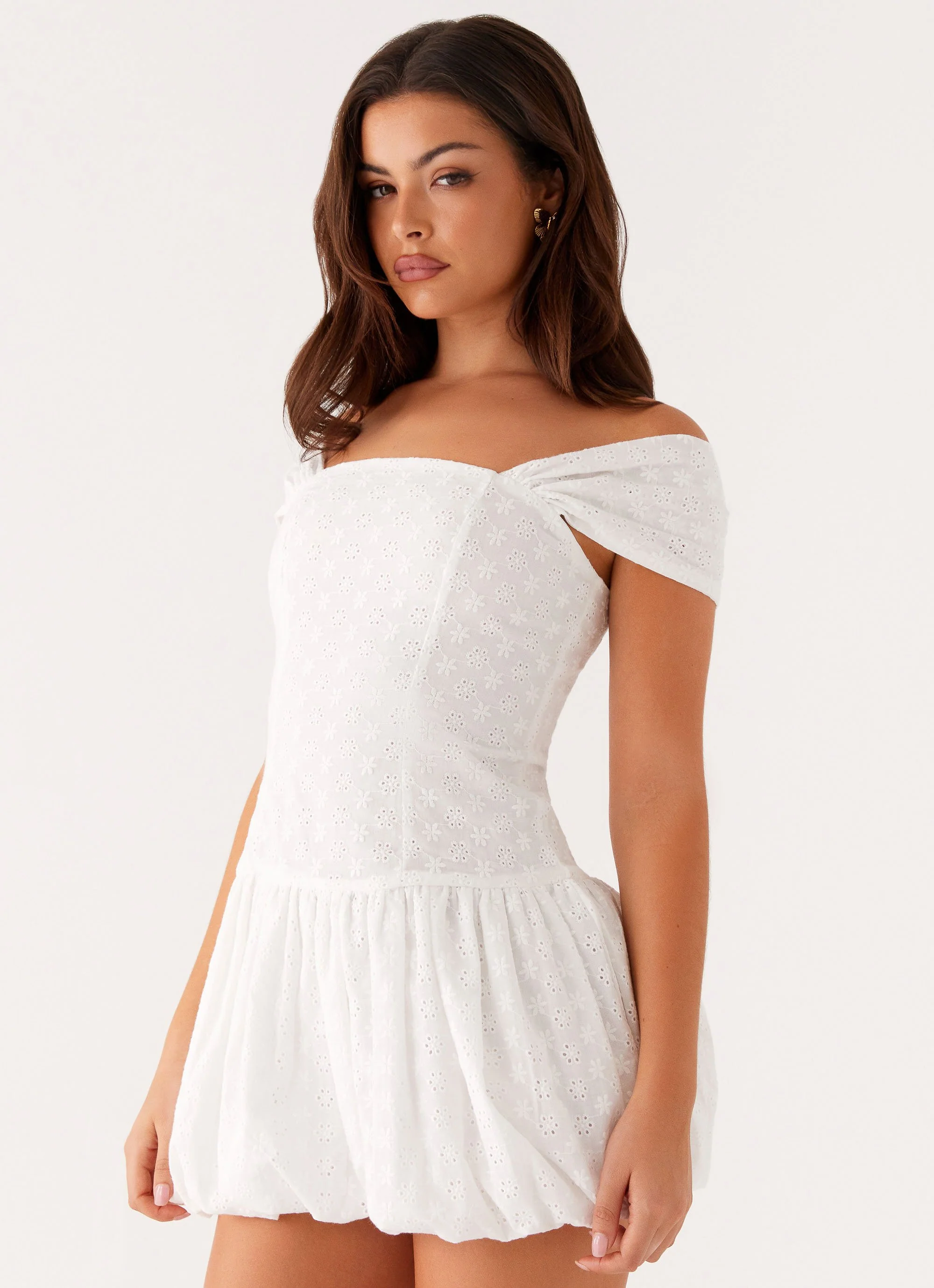 Vida Off Shoulder Mini Dress - White - Image 6