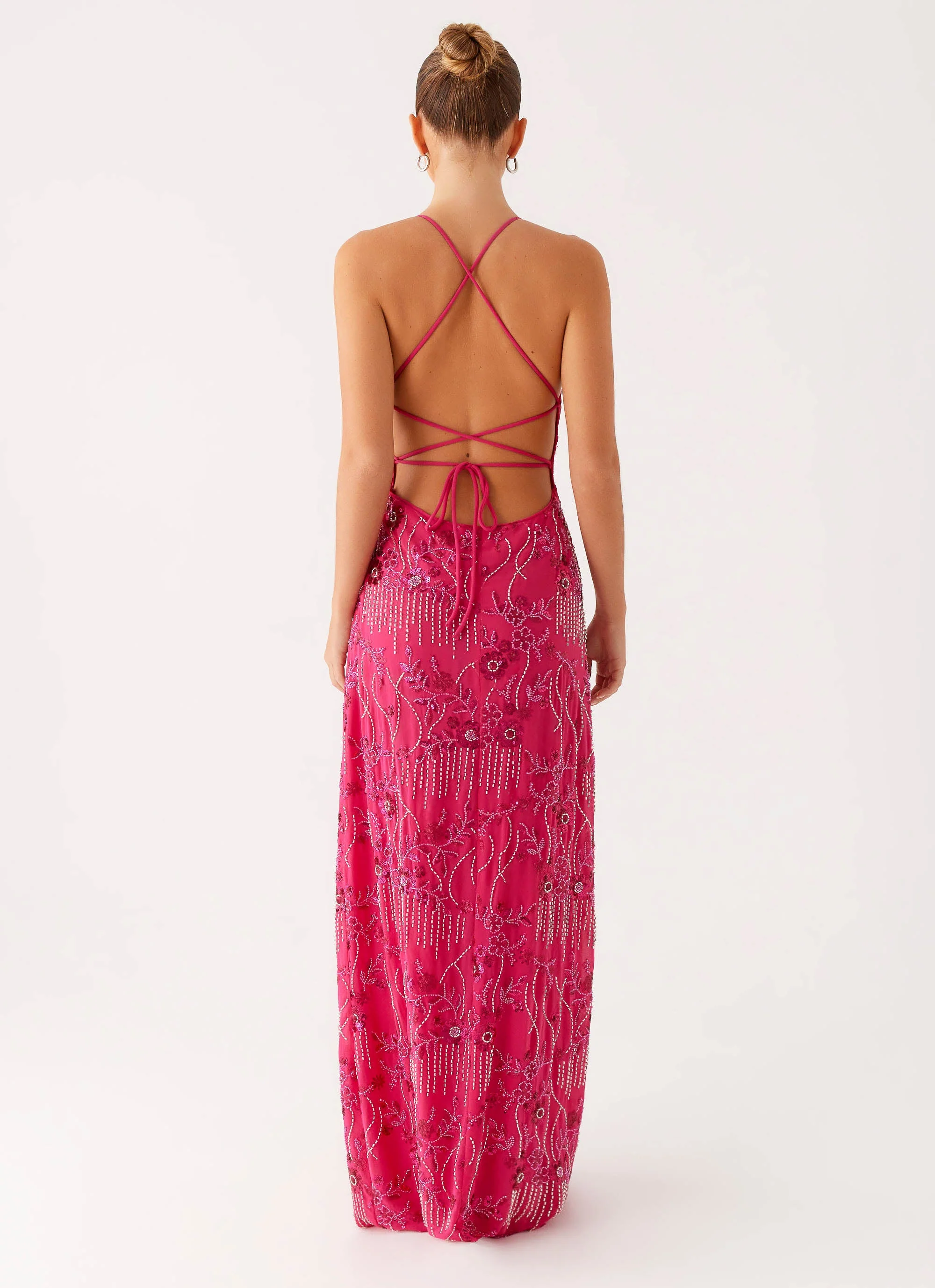 Vietta Sequin Cami Maxi Dress - Fuchsia - Image 6