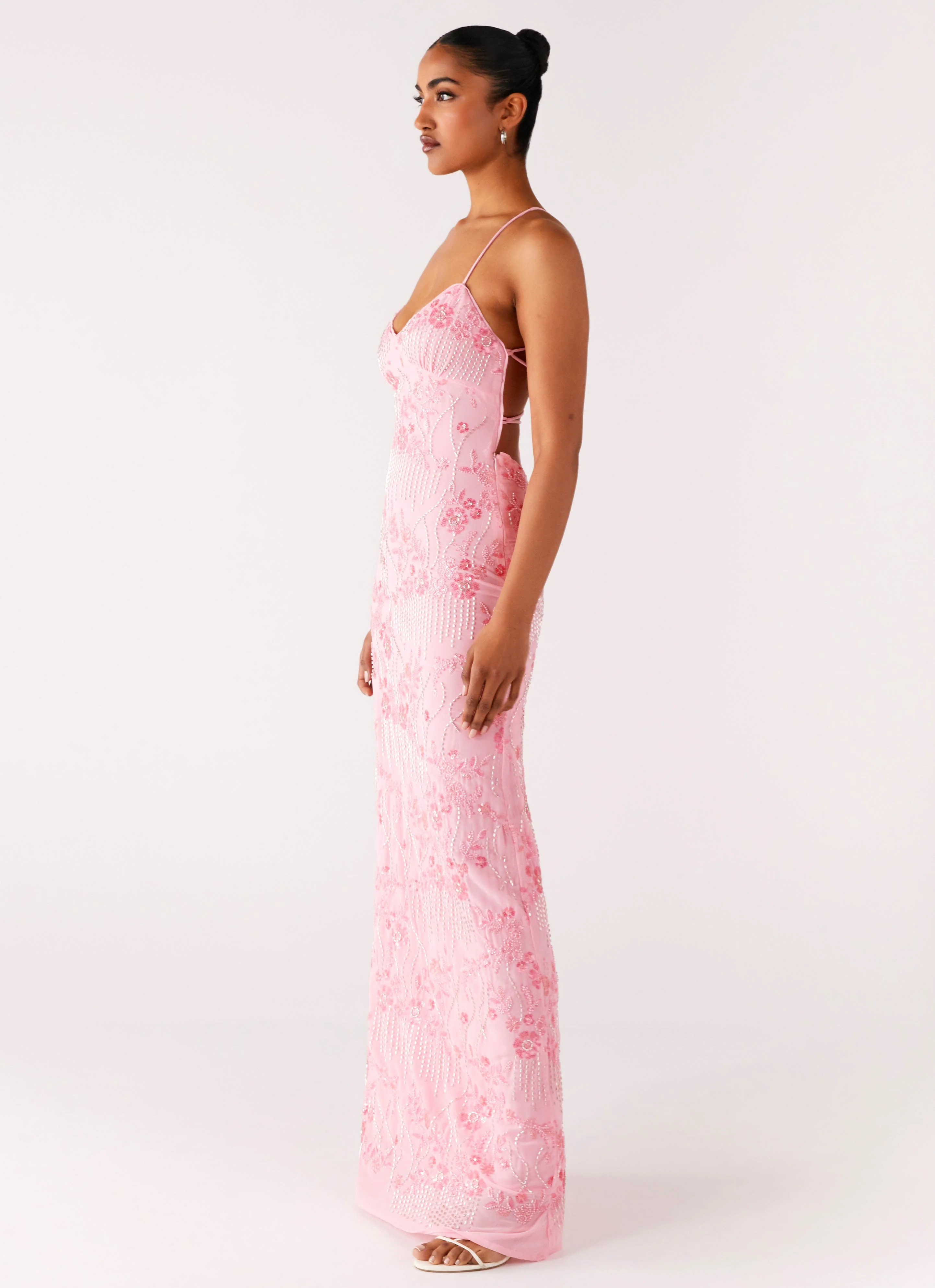Vietta Sequin Cami Maxi Dress - Pink - Image 6
