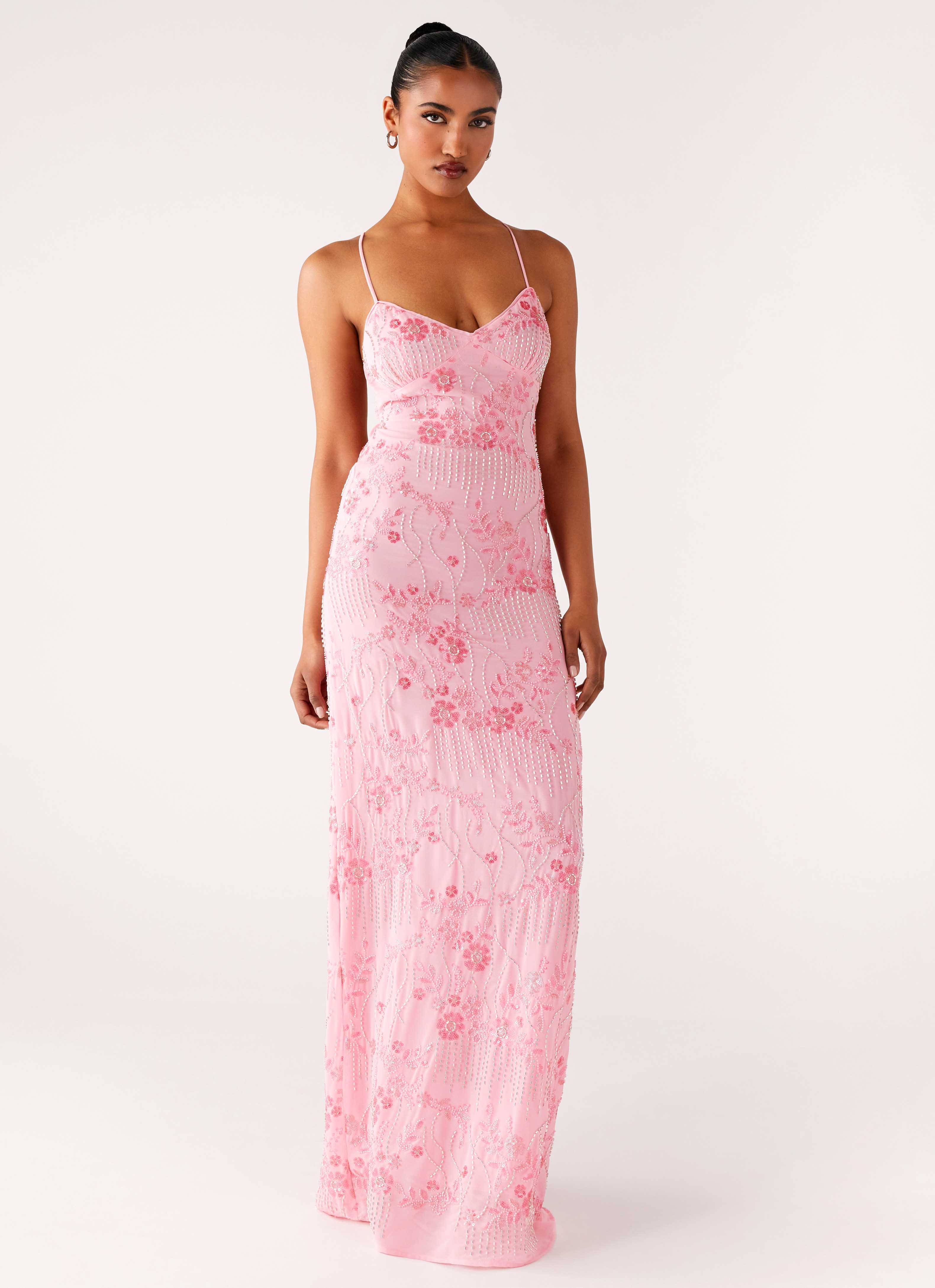 Vietta Sequin Cami Maxi Dress - Pink - Image 8