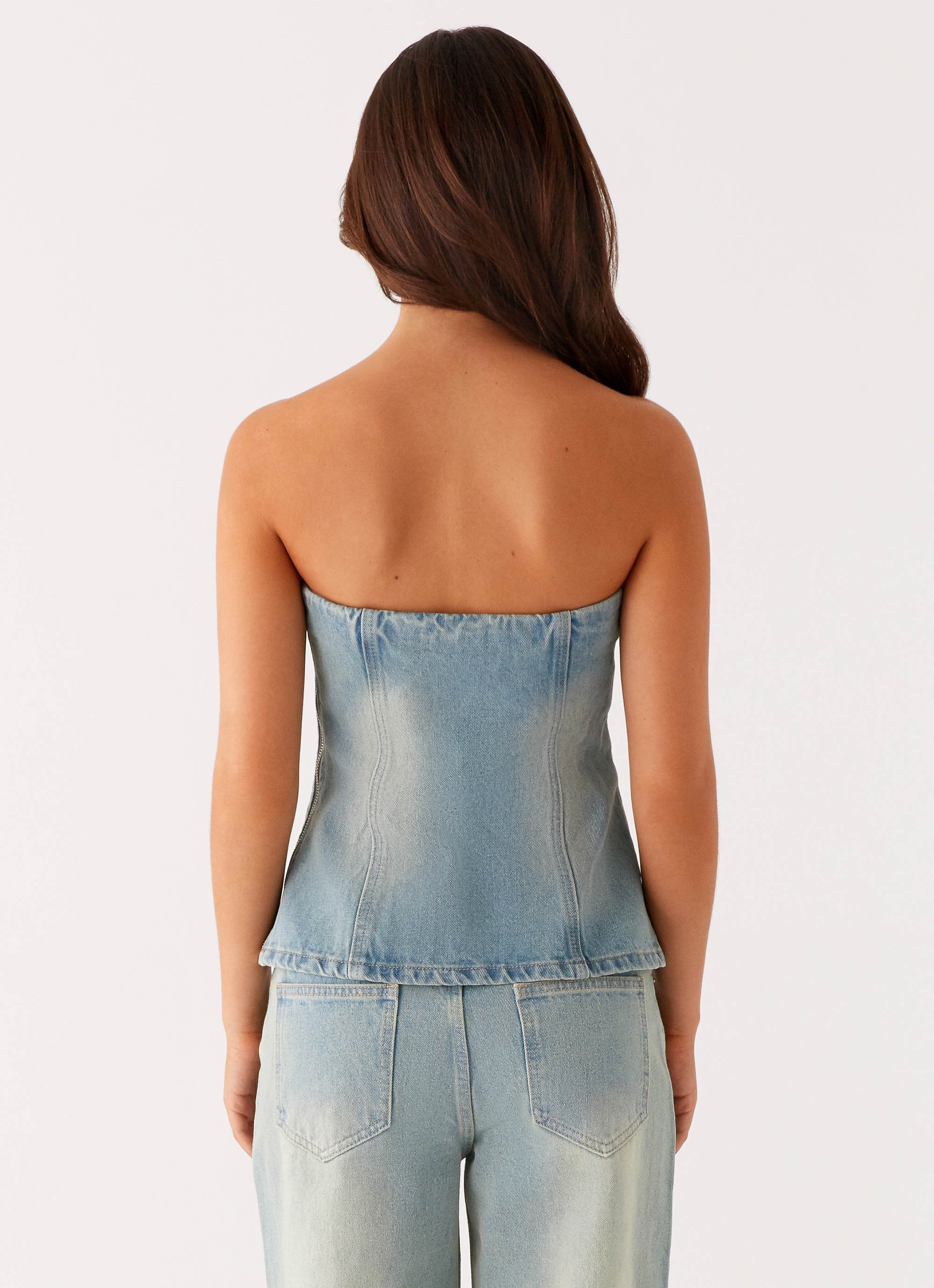 Vino Strapless Denim Top - Vintage Denim - Image 6