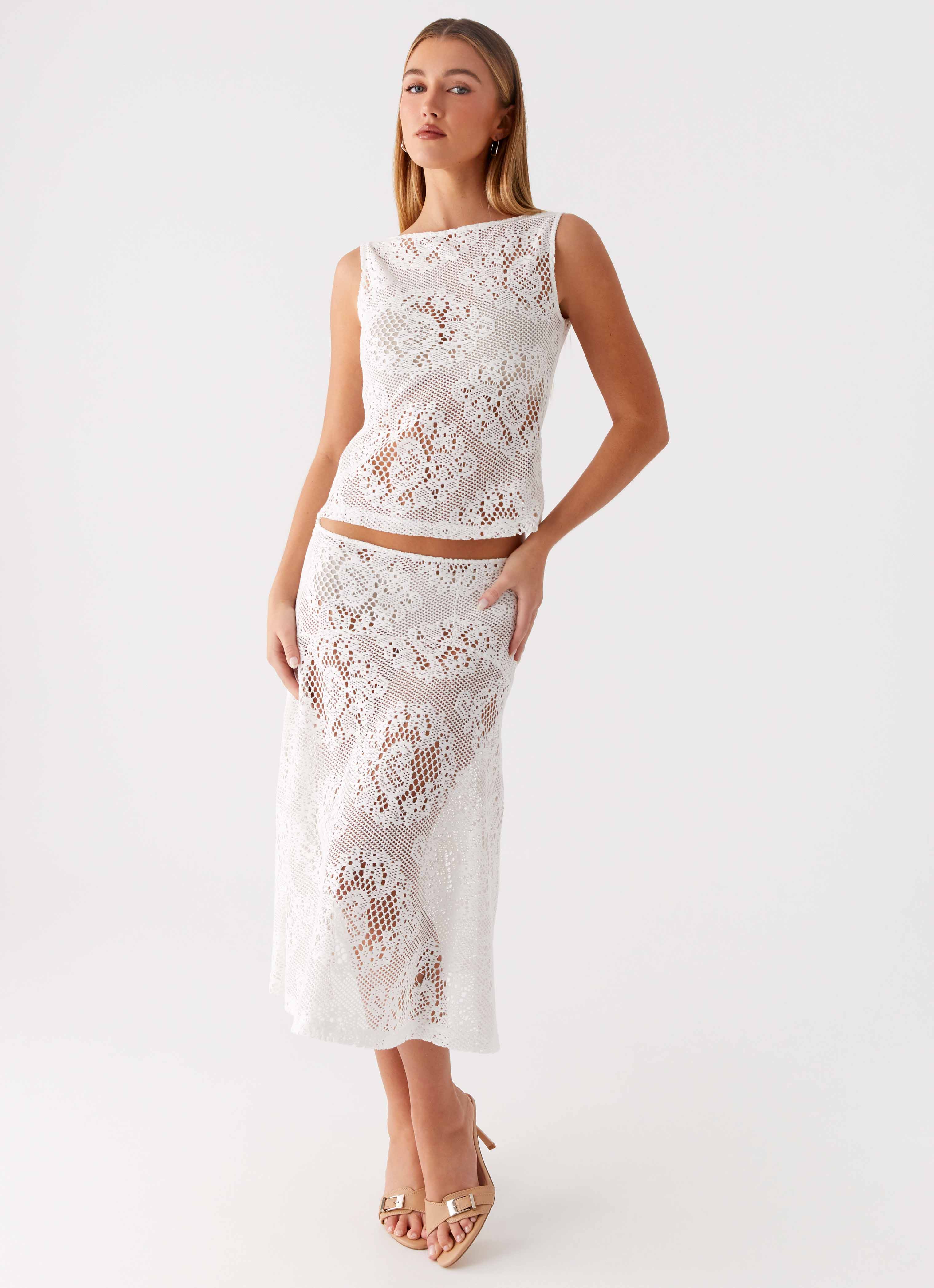 Virelle Lace Midi Skirt - Ivory - Image 6