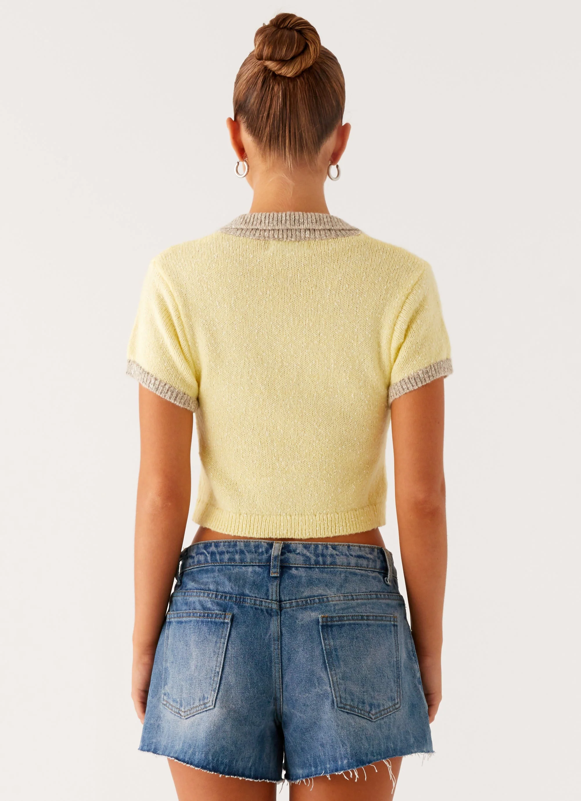 Walsh Knit Polo Top - Yellow - Image 3