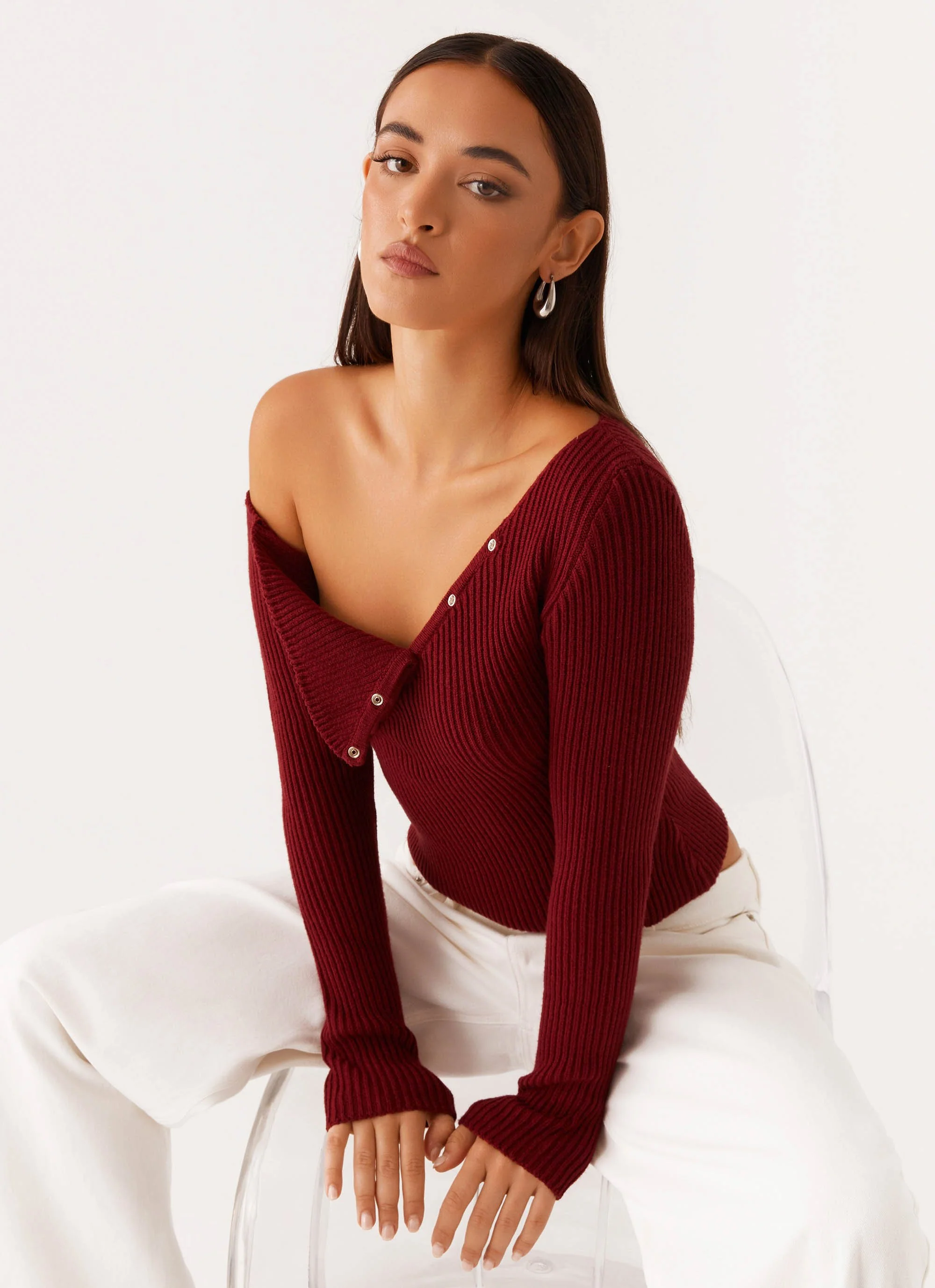 Waverly Knit Top - Maroon - Image 6