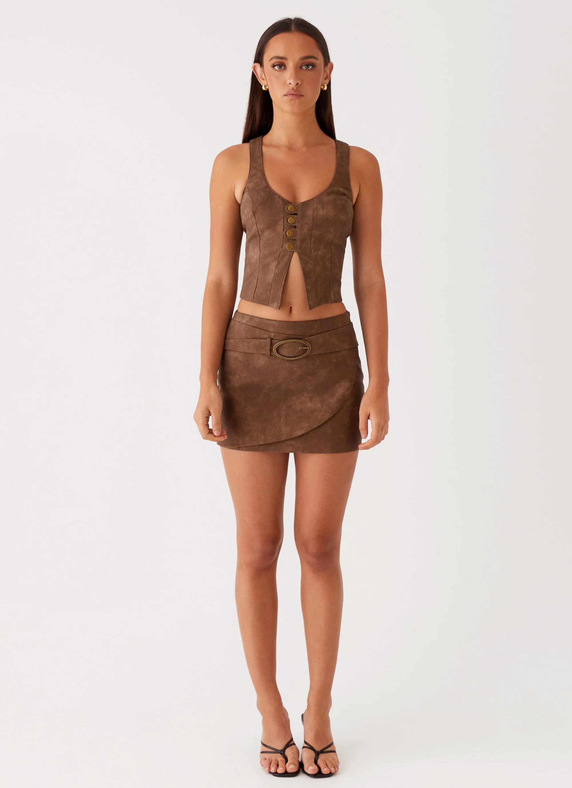 West District PU Top - Brown - Image 2