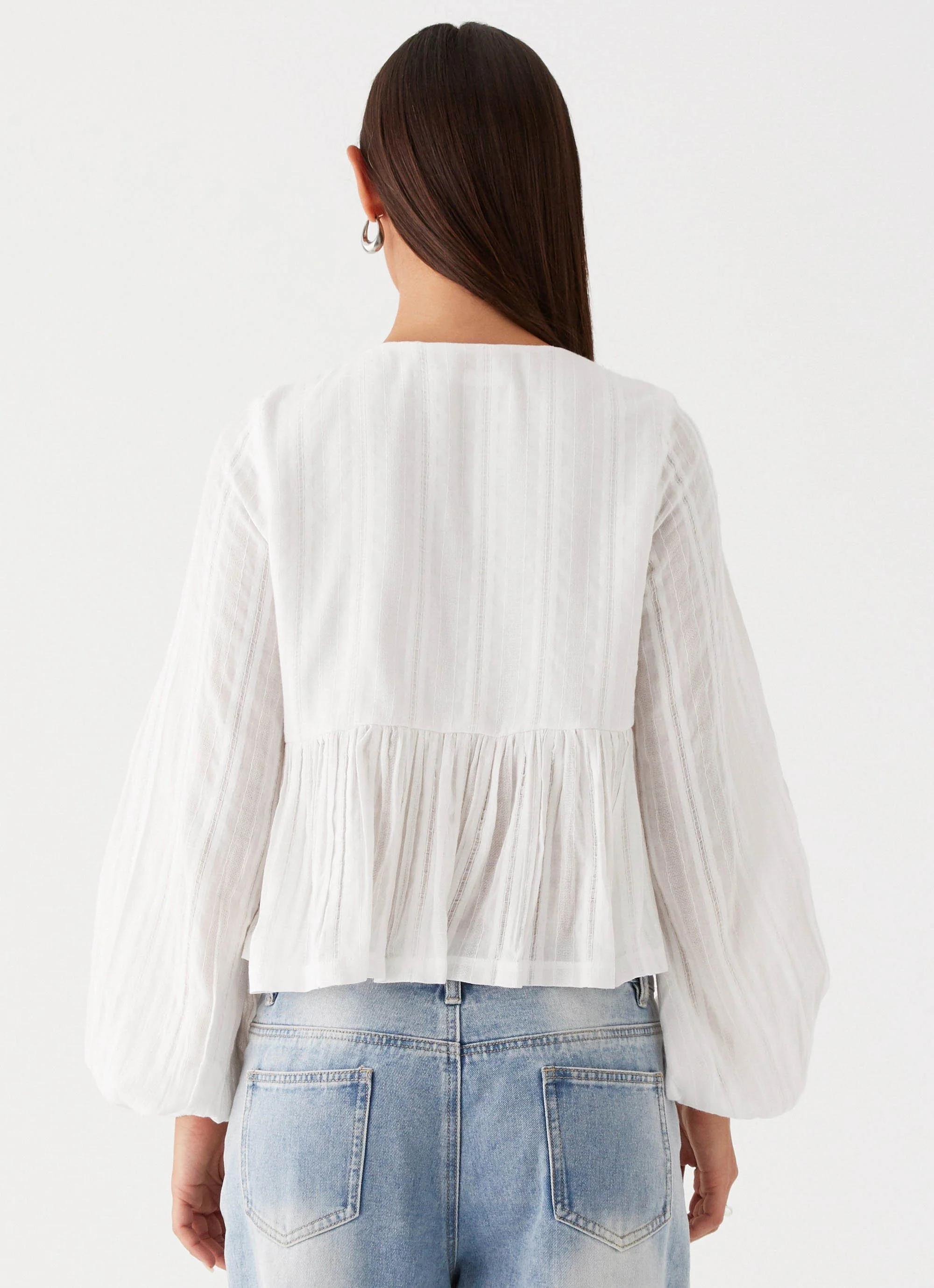 Western Wind Long Sleeve Top - White - Image 5