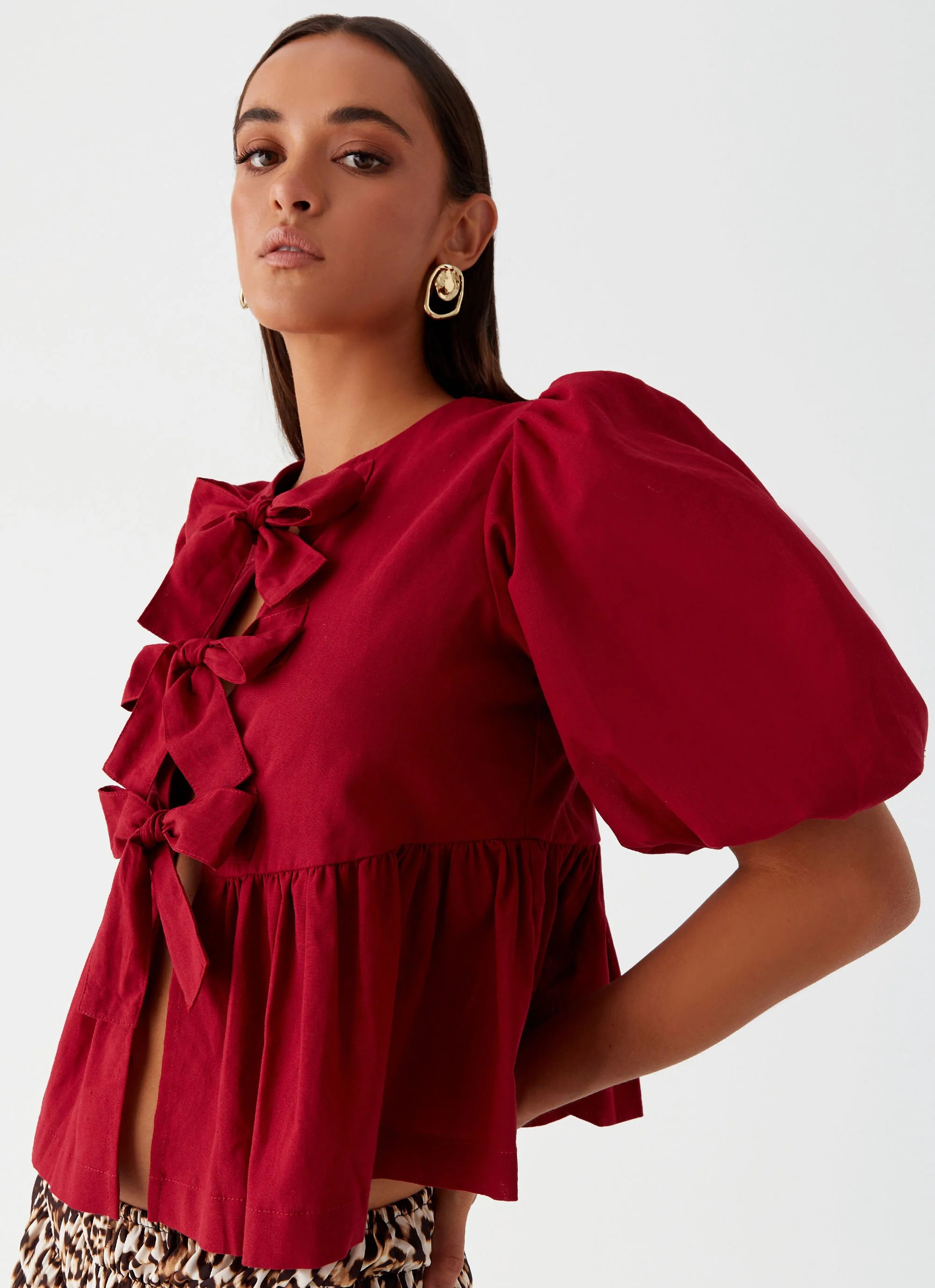 Western Wind Tie Top - Maroon - Image 6