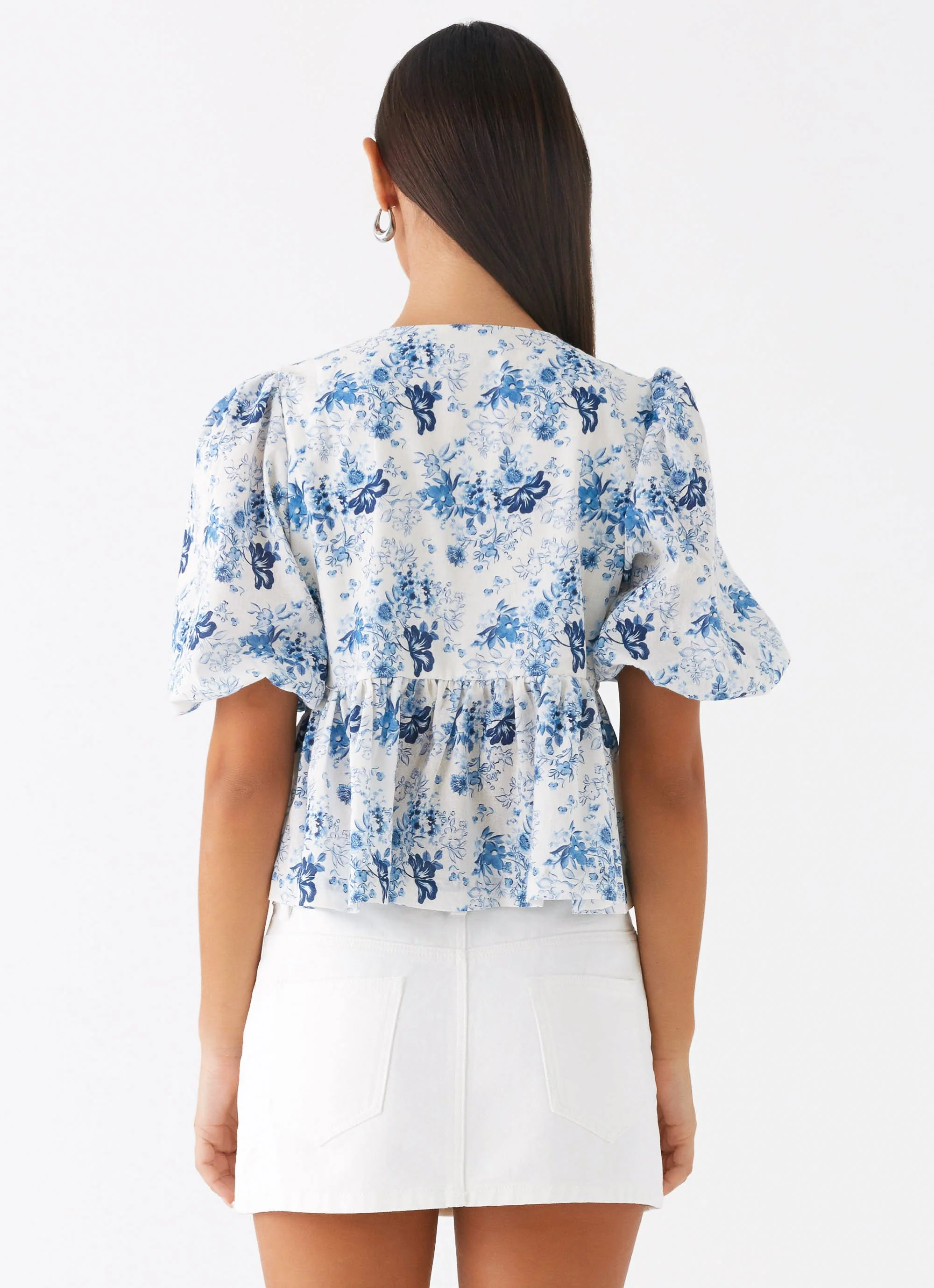 Western Wind Tie Top - Serene Sky Floral - Image 4