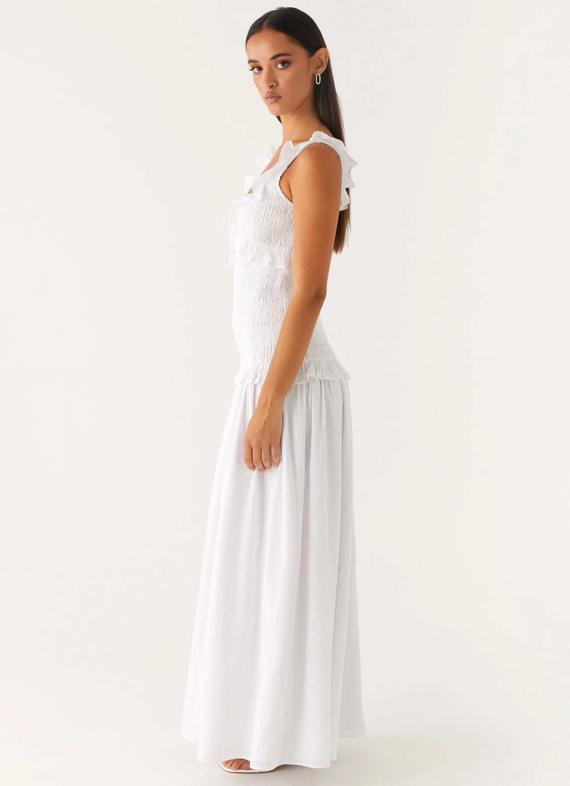 Westlyn Shirred Maxi Dress - White - Image 3