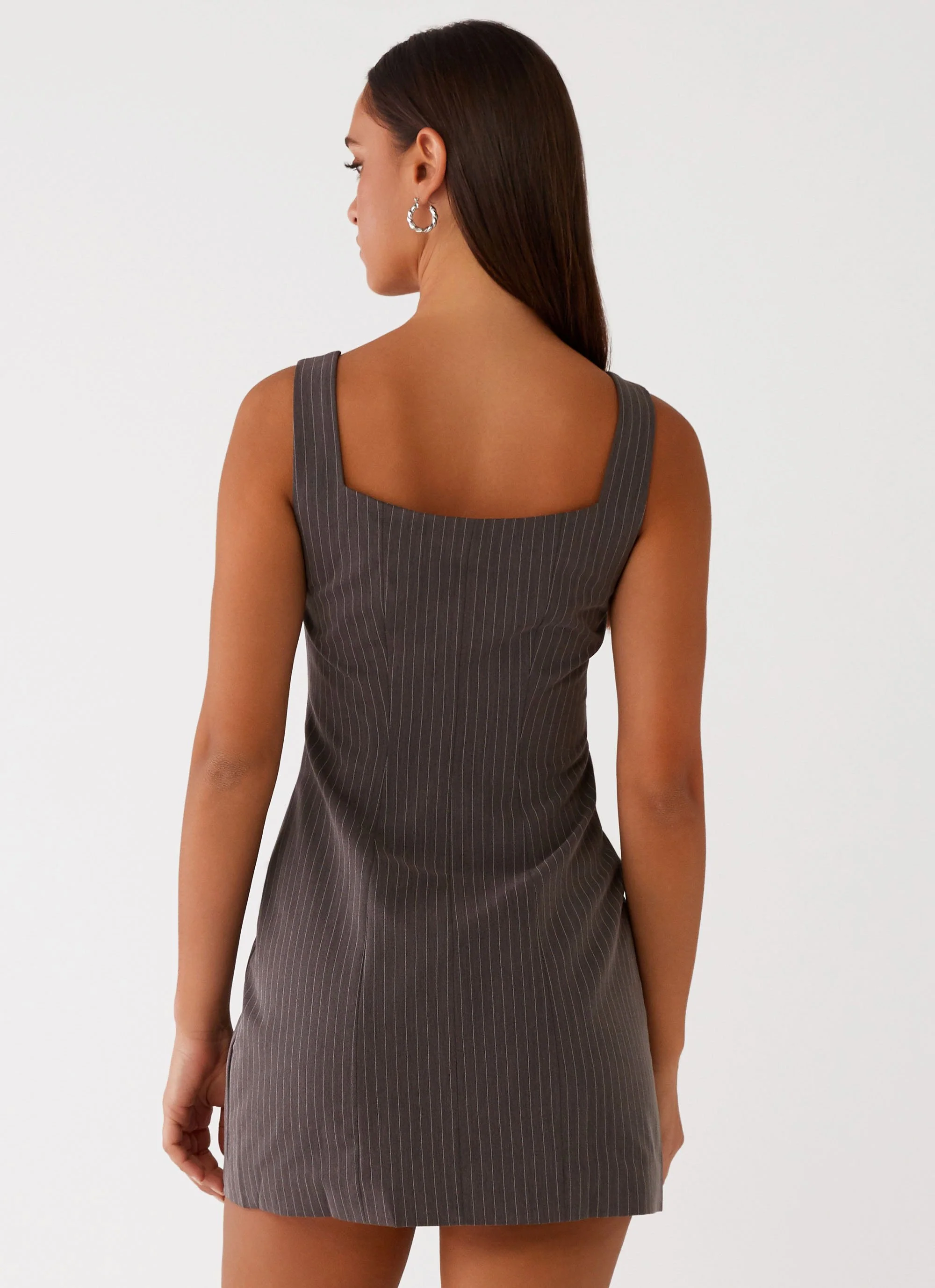 Westwood Mini Dress - Grey Pinstripe - Image 4