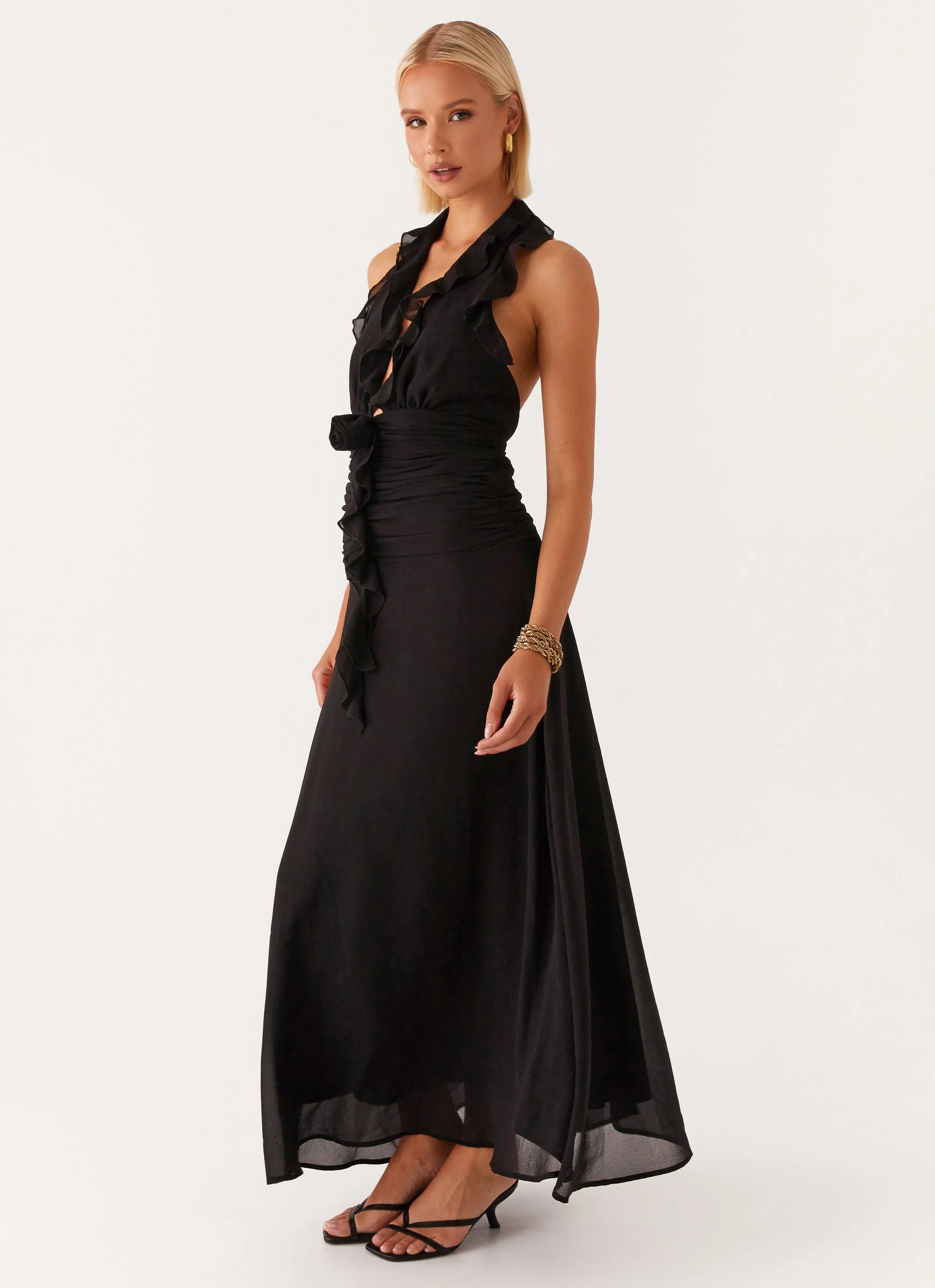 What You Need Frill Maxi Dress - Black - Image 3