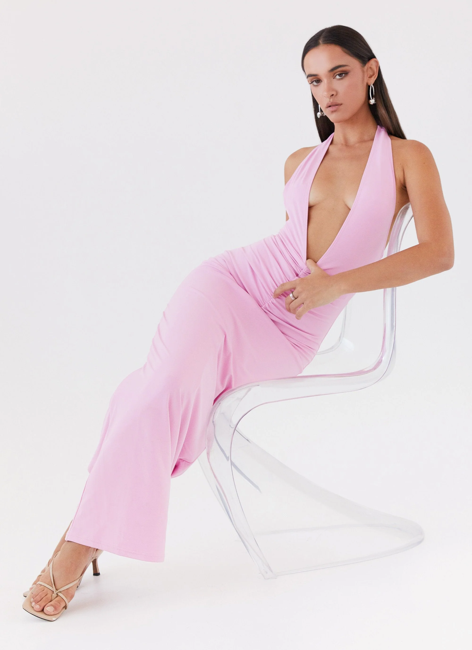 Whisked Away Halterneck Maxi Dress - Pink - Image 6