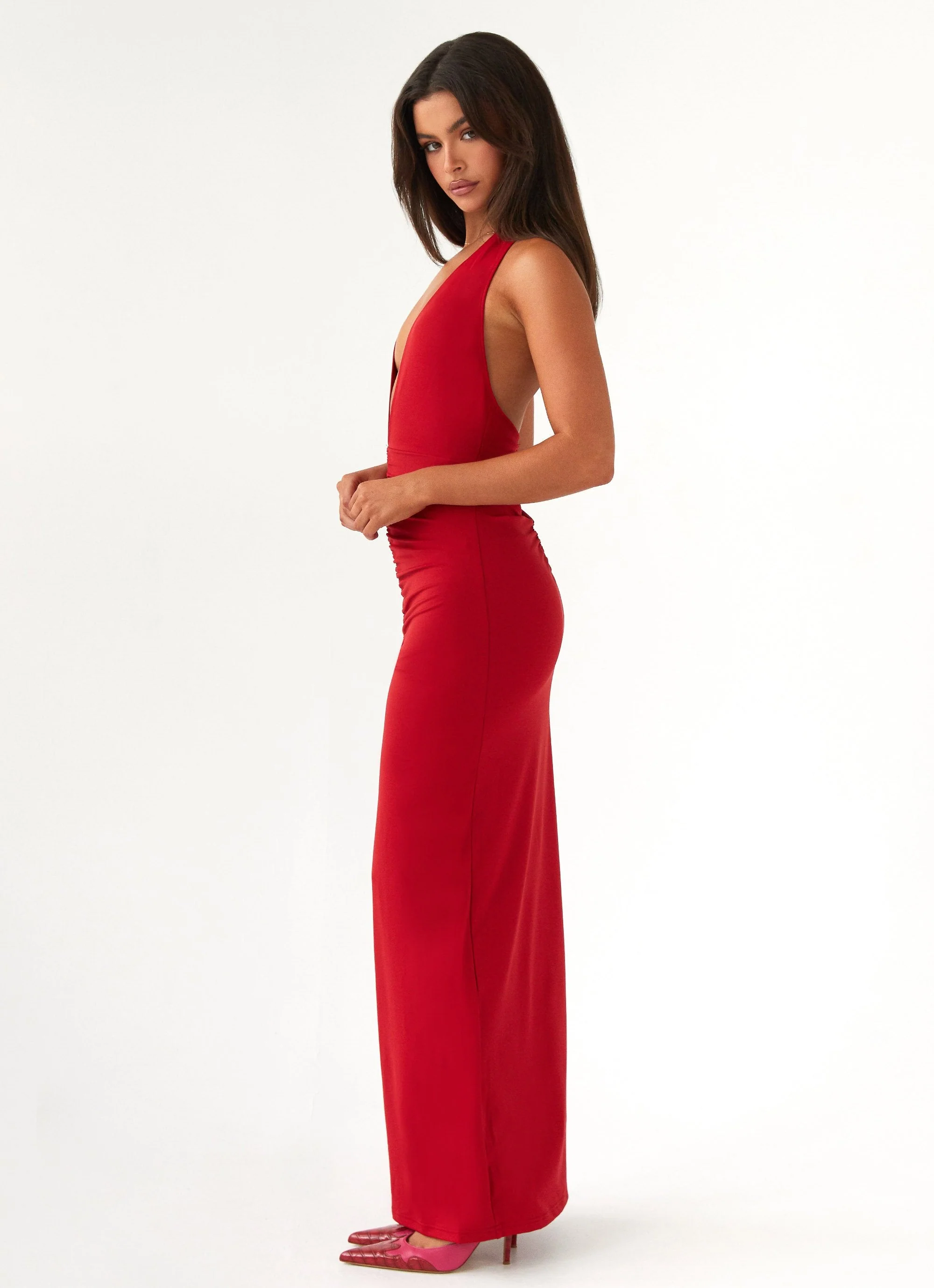 Whisked Away Halterneck Maxi Dress - Red - Image 2