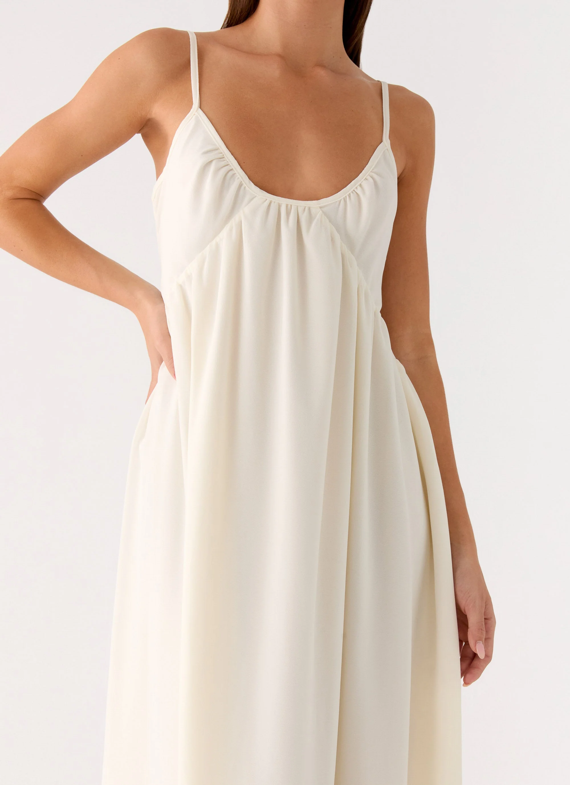 Whisperlight Chiffon Scooped Neck Maxi Dress - White - Image 5
