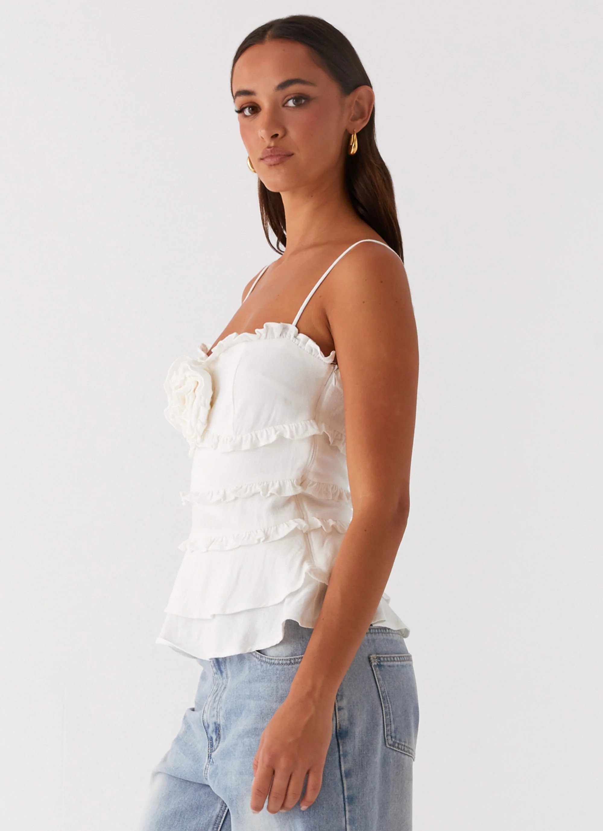 Wilde Linen Rose Top - White - Image 3