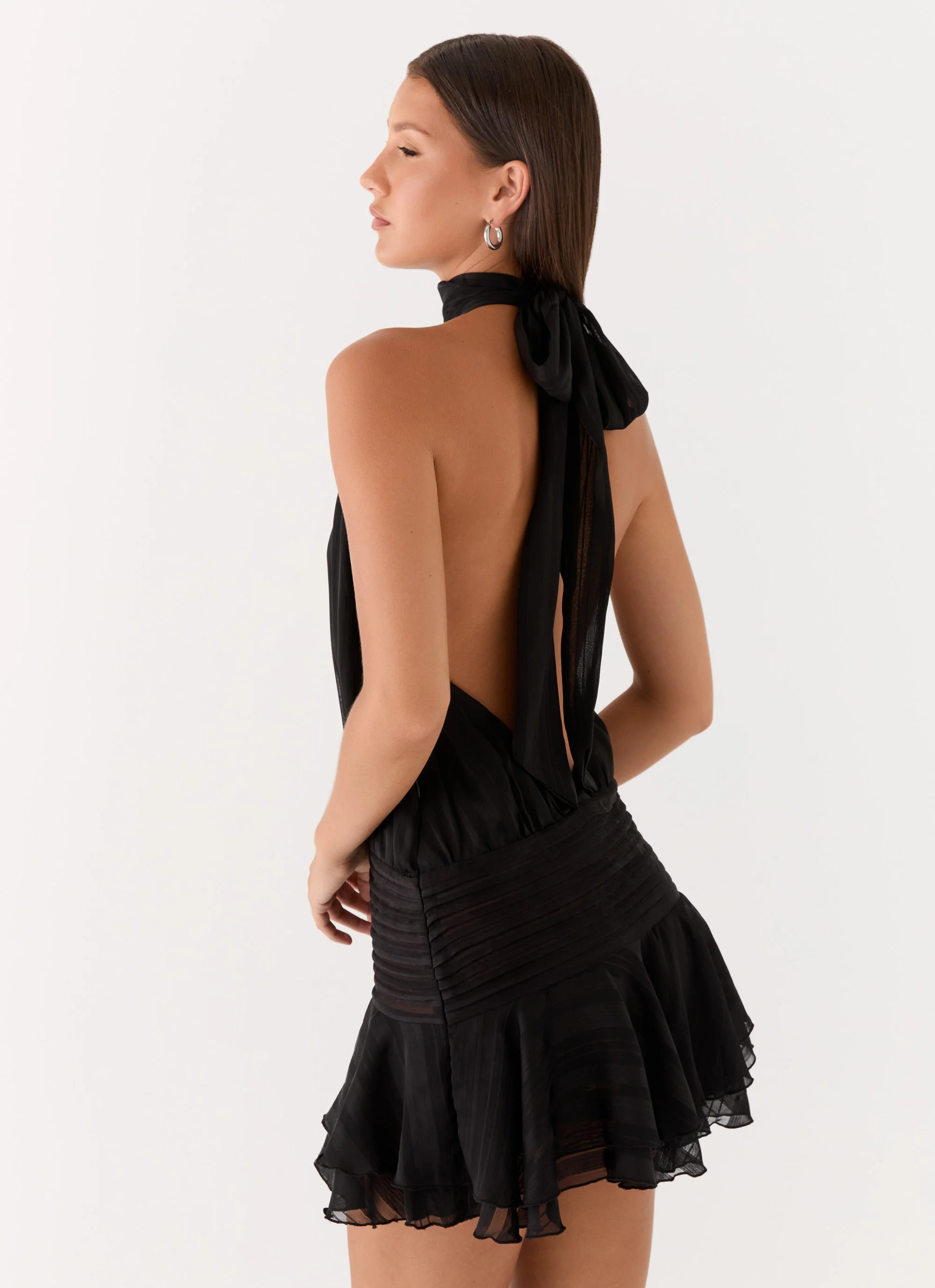 Willow Chiffon Mini Dress - Black - Image 4