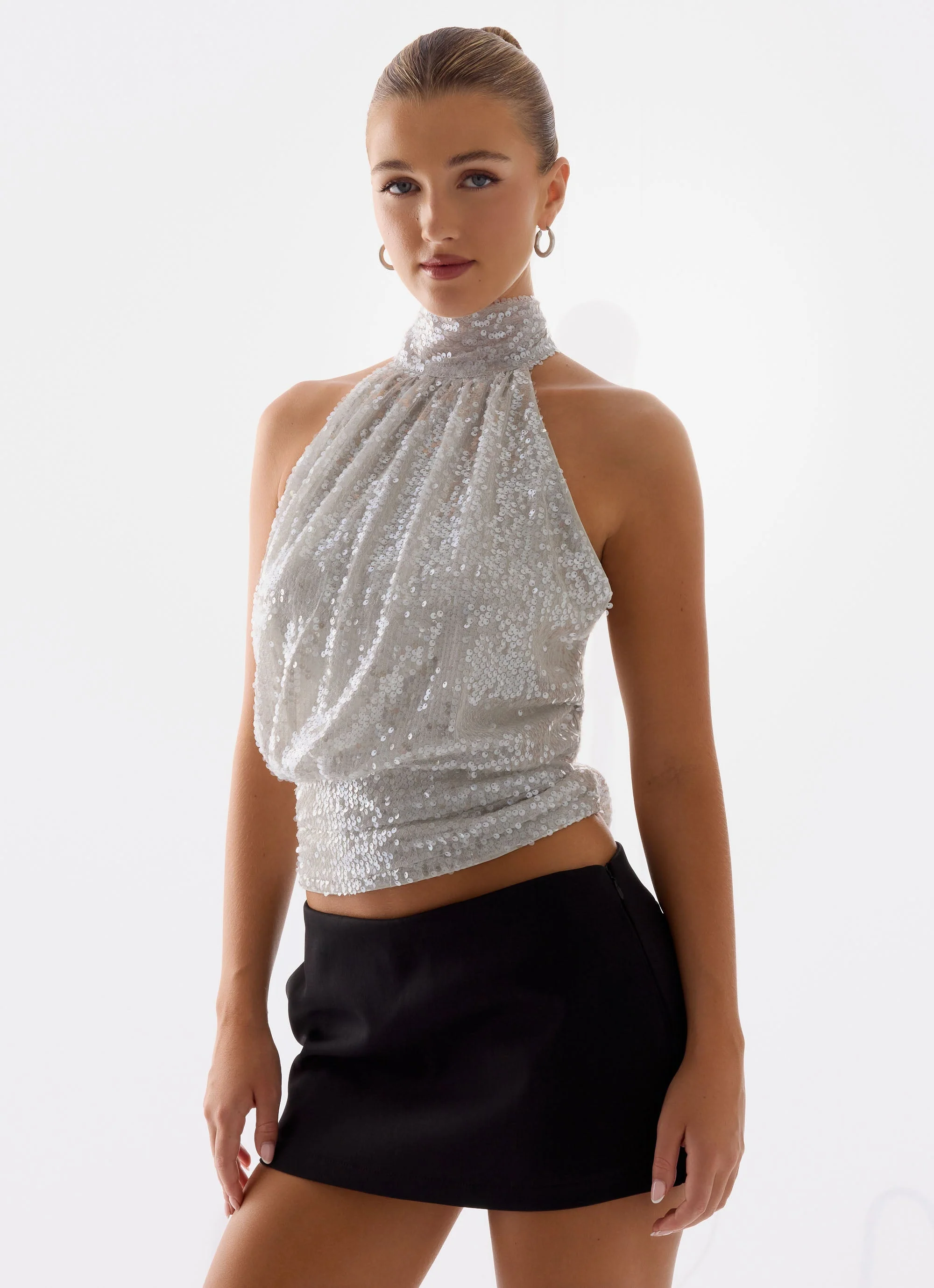 Willow Sequin Top - Silver - Image 7