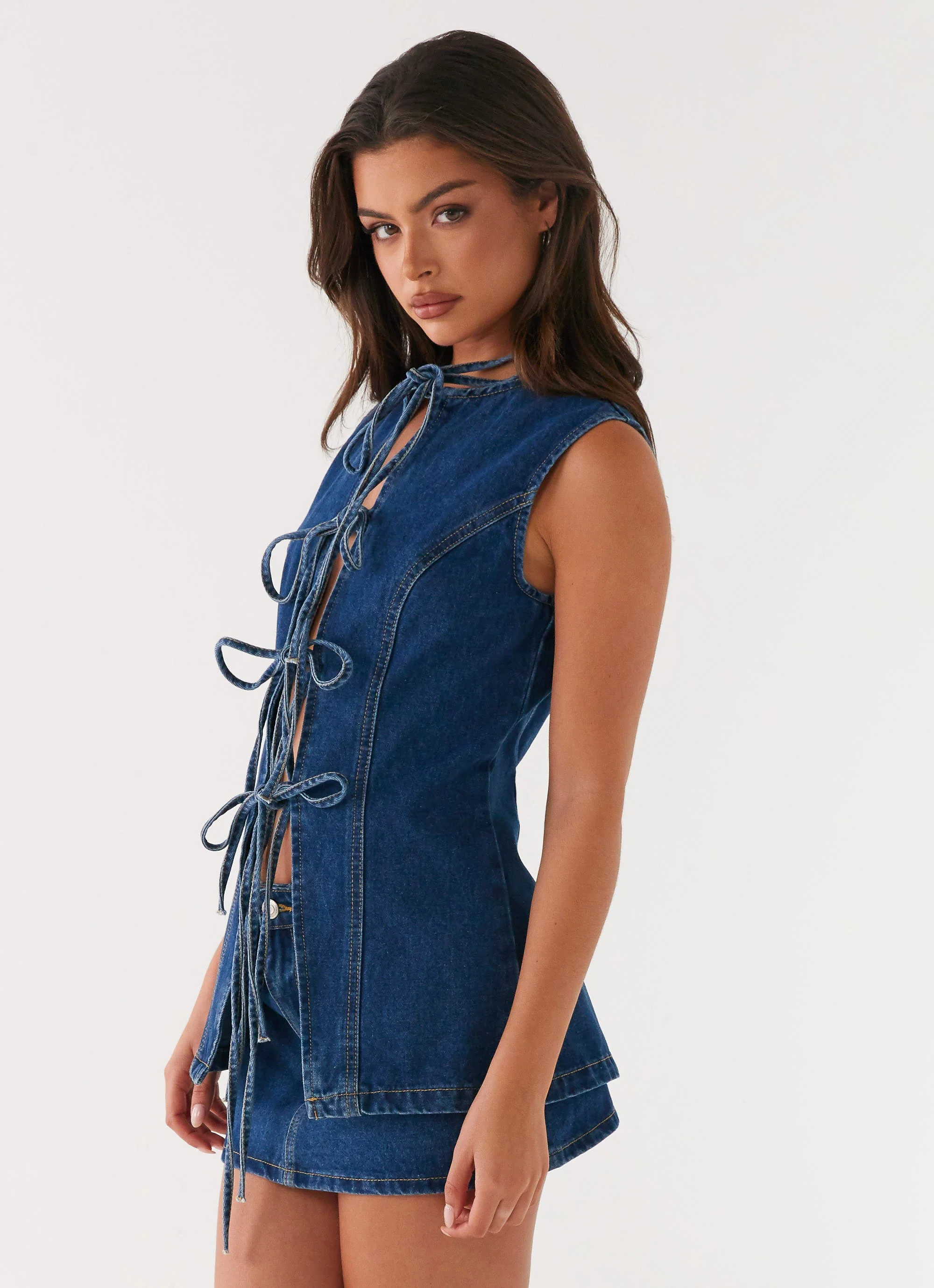 Wish You Luck Denim Top - Dark Blue - Image 3