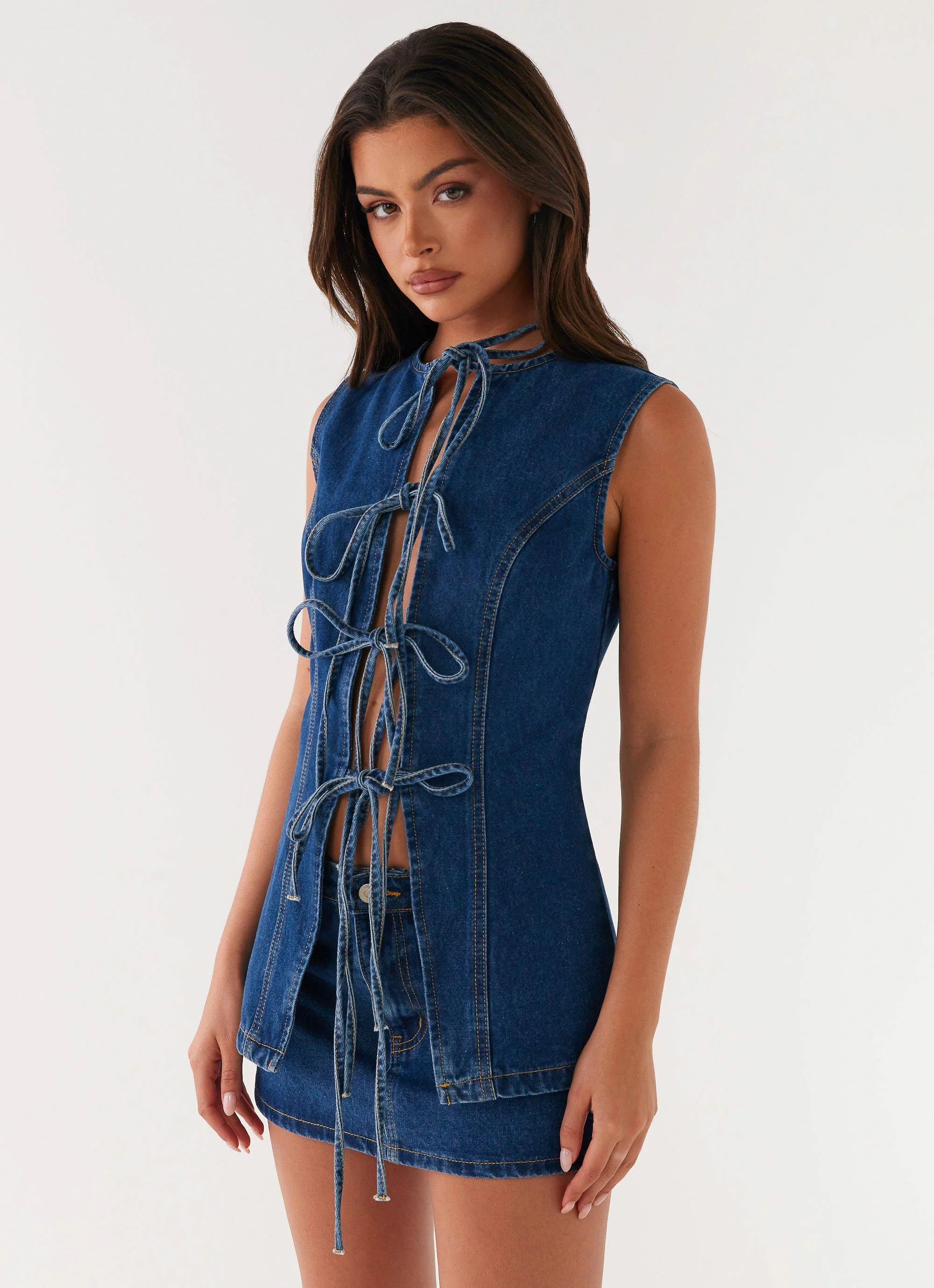 Wish You Luck Denim Top - Dark Blue - Image 5